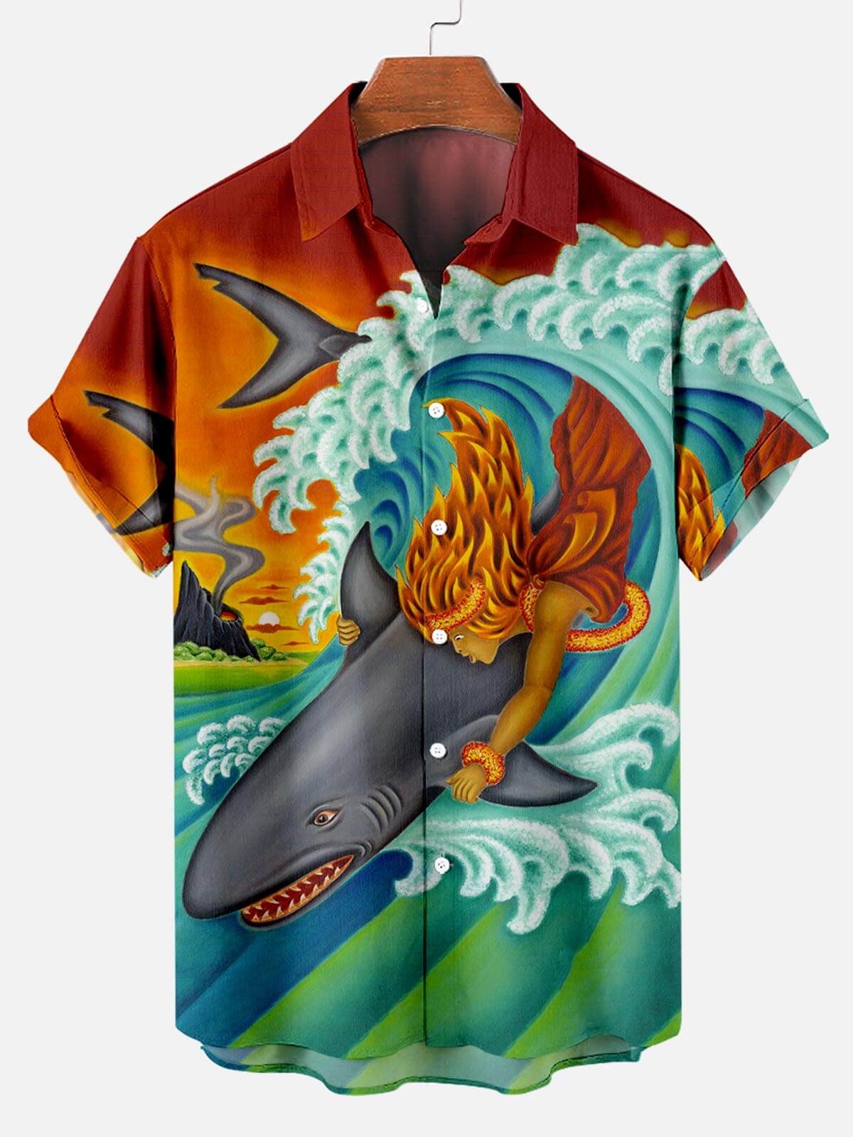 Surfing with Sharks Hawaiian Shirt – Shark Surfing Pattern Men’s Hawaiian Short Sleeve Surfing with Sharks Hawaiian Shirt – Shark Surfing Pattern Men’s Hawaiian Short Sleeve