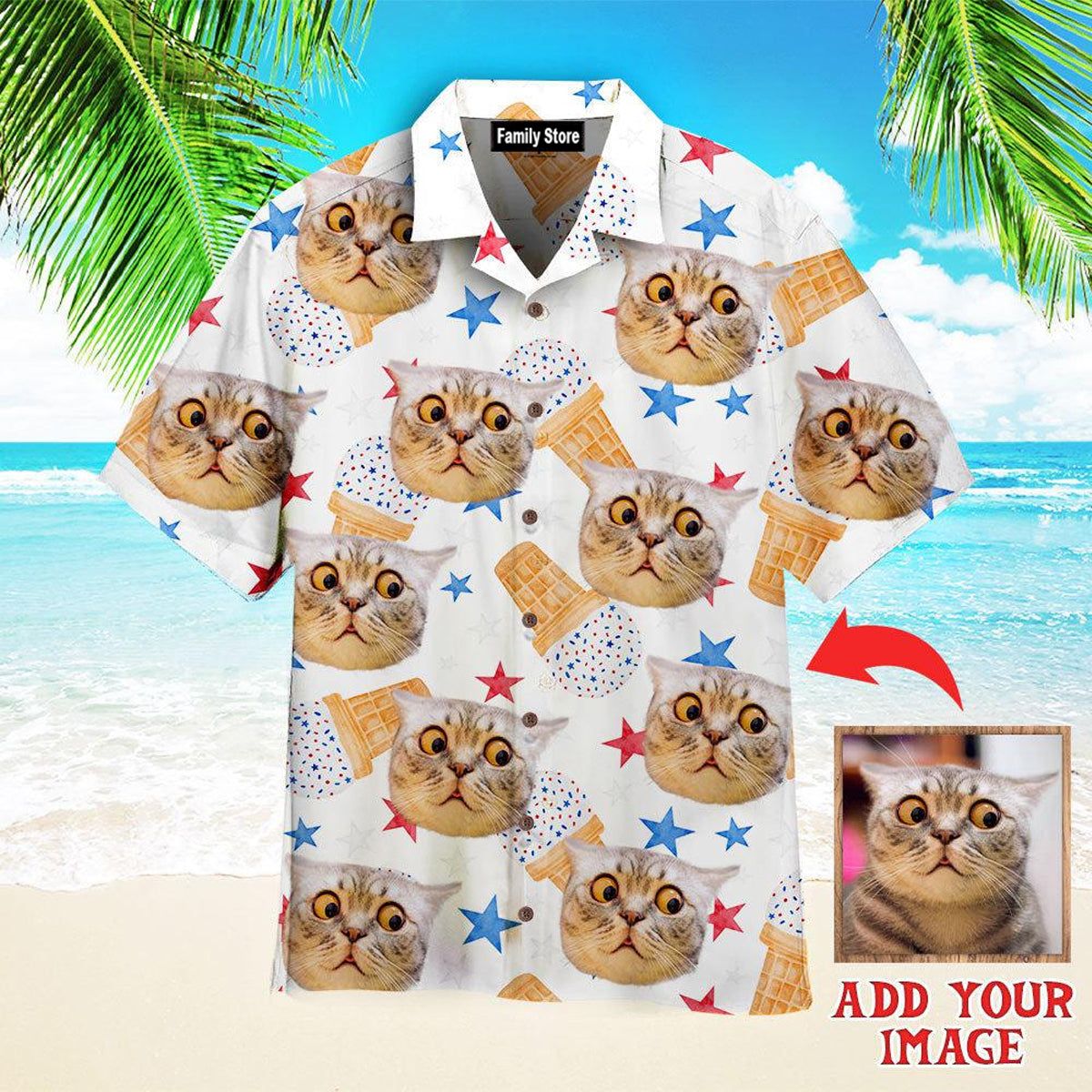 Surprised Cat Thinking About Ice Cream Custom Hawaiian Shirt