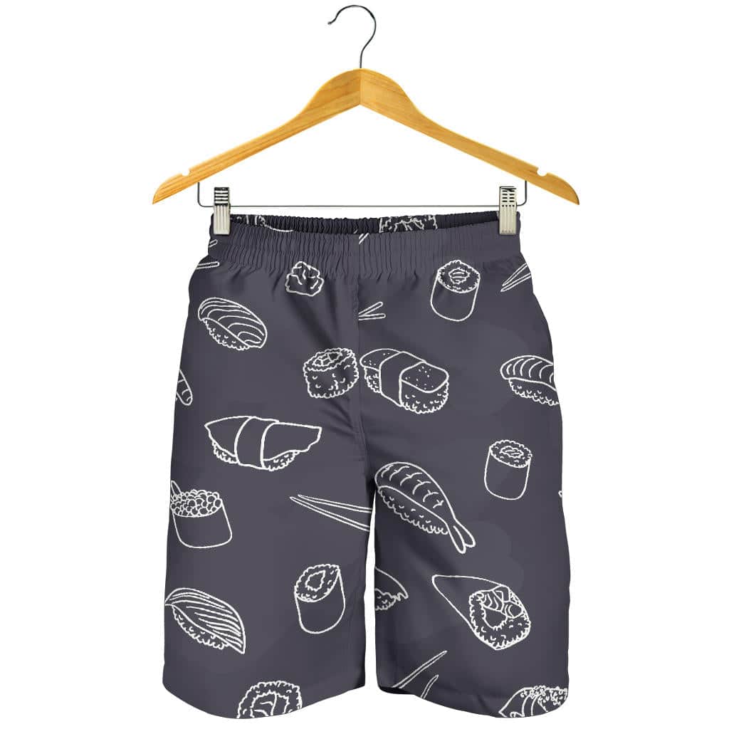 Sushi Pattern Black Background For Men Women Kid Shorts