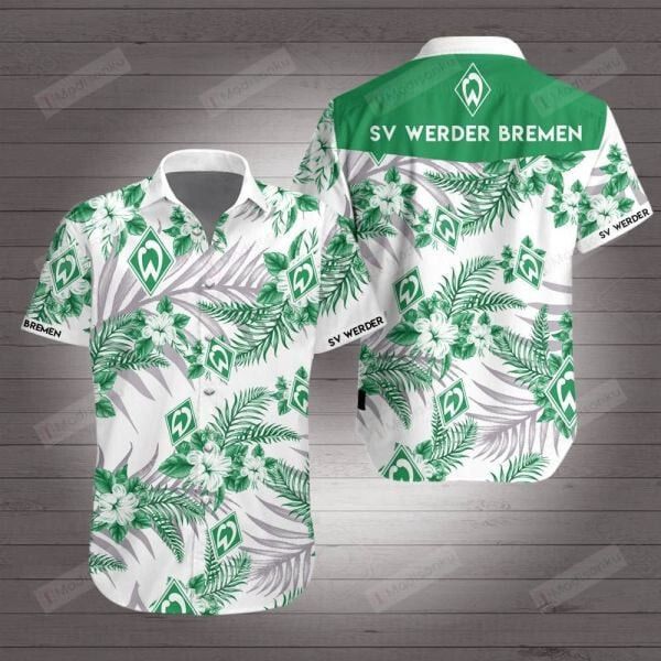 Sv Werder Bremen White Green Hawaiian Shirt