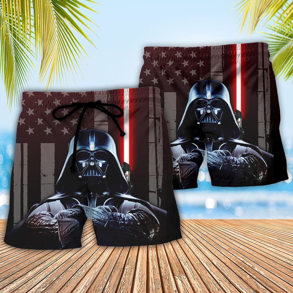 Sw Darth Vader American Flag Trendy Aloha Hawaiian Beach Shorts