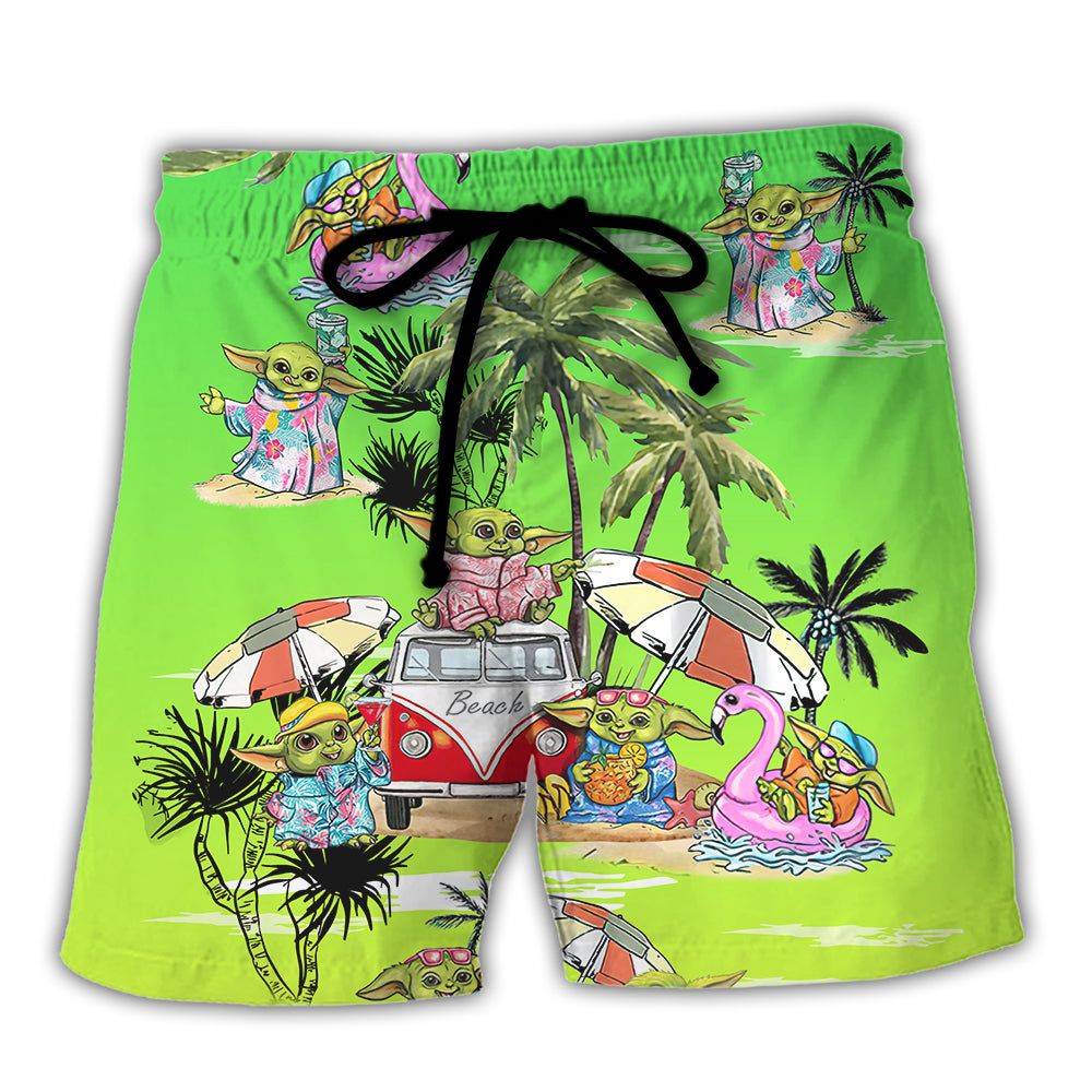 Sw Disney Baby Yoda Cool Trendy Aloha Hawaiian Beach Shorts Sw Disney Baby Yoda Cool Trendy Aloha Hawaiian Beach Shorts