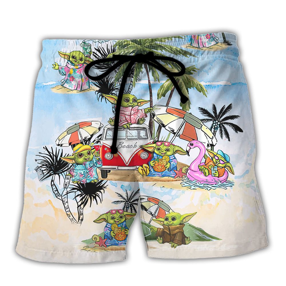 Sw Disney Baby Yoda So Cool Trendy Aloha Hawaiian Beach Shorts Sw Disney Baby Yoda So Cool Trendy Aloha Hawaiian Beach Shorts