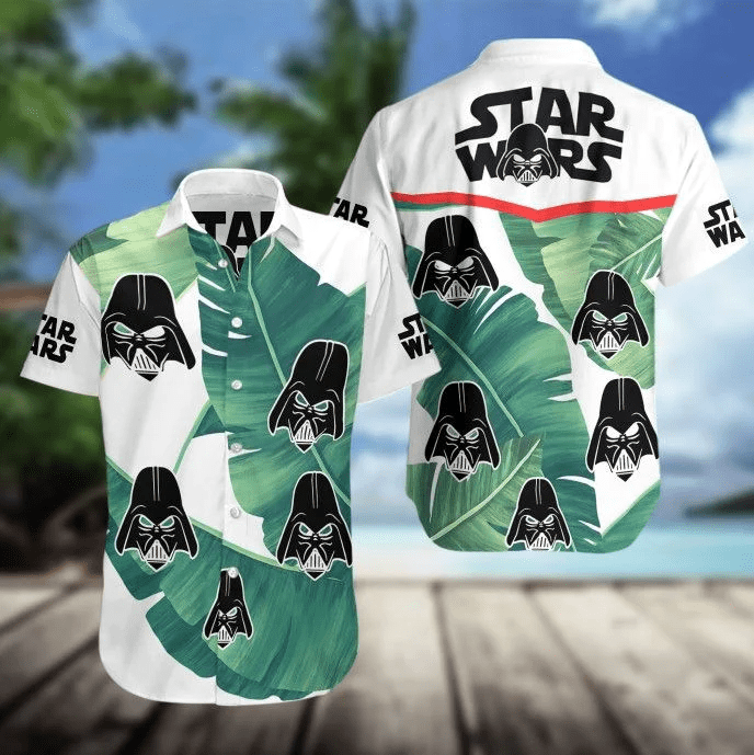 Sw Hawaii Shirt Darth Vader Heads Silhouette Pattern Tropical White Hawaiian Shirt Aloha Shirt