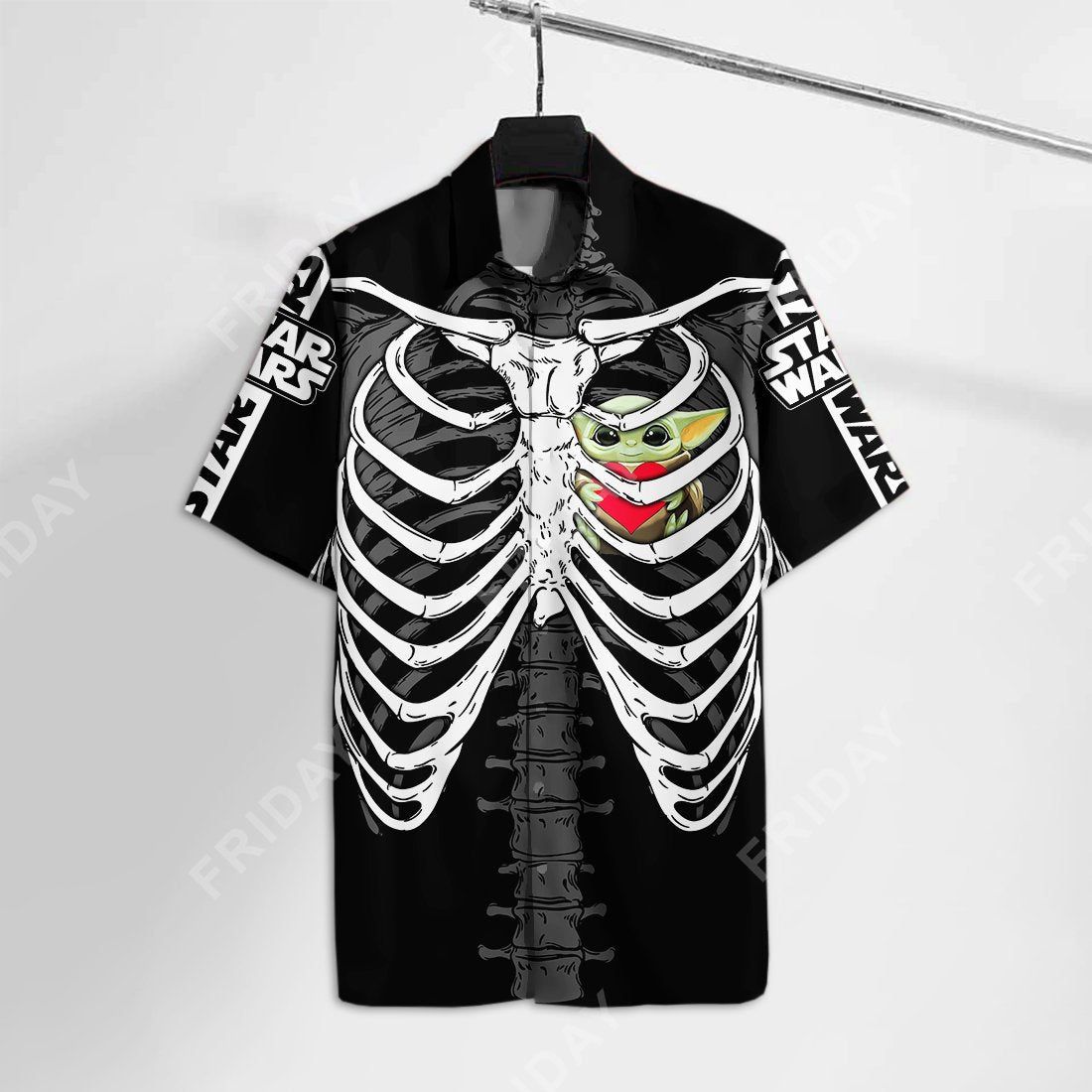 Sw Hawaiian Shirt Baby Yda Hug Heart Skeleton Hawaii Tshirt