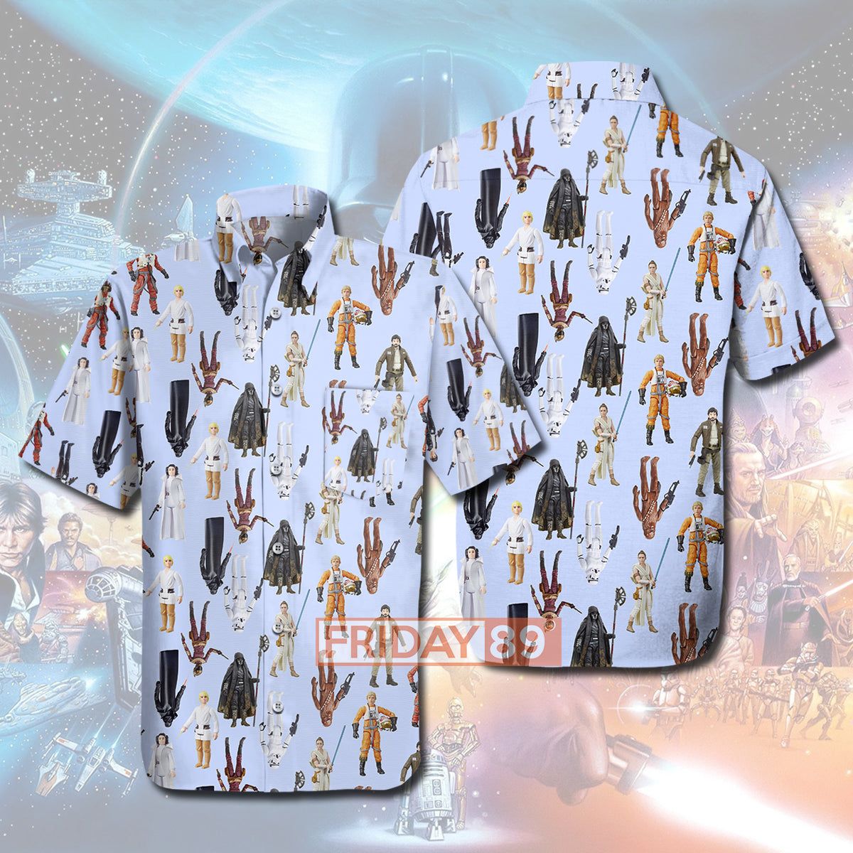 Sw Hawaiian Shirt Retro Action Figures Hawaii Tshirt Sw Aloha Shirt