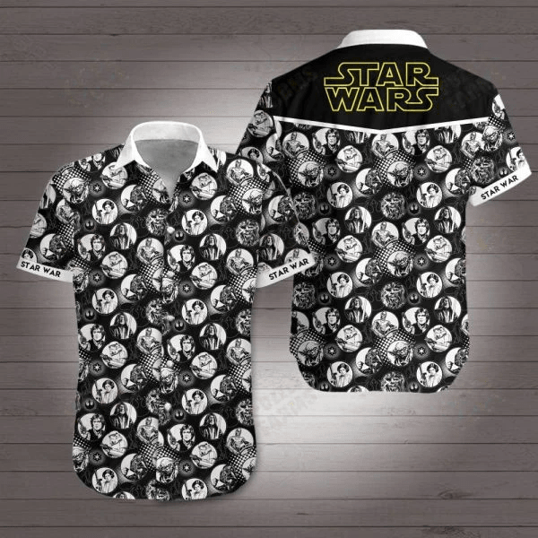 Sw Hawaiian Shirt Sw Character Circles Black White Hawaii Aloha Shirt