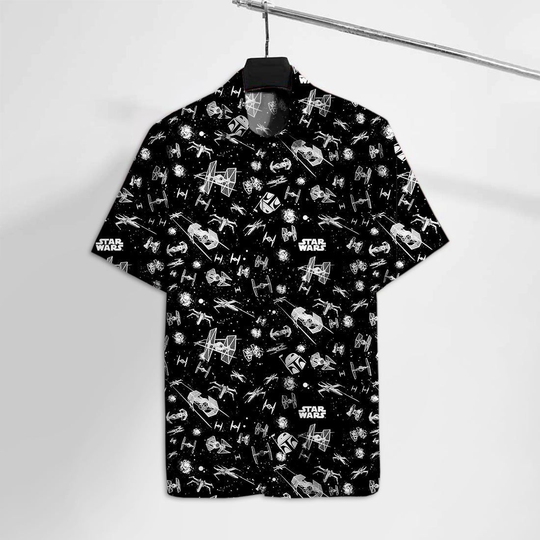 Sw Starfighter And Fett Black White Hawaii Tshirt Sw Aloha Shirt