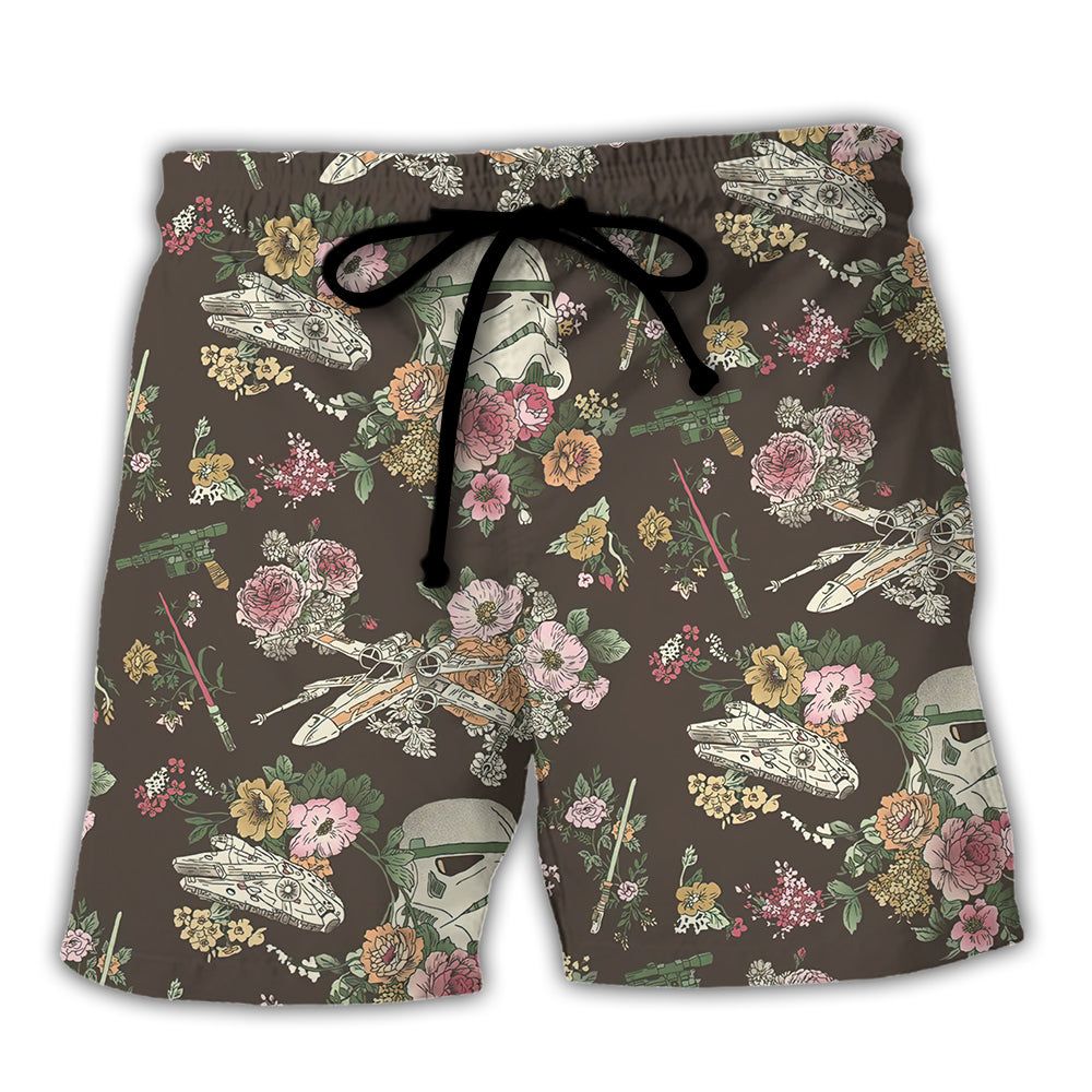 Sw Stormtrooper Flower Vintage Trendy Aloha Hawaiian Beach Shorts Sw Stormtrooper Flower Vintage Trendy Aloha Hawaiian Beach Shorts