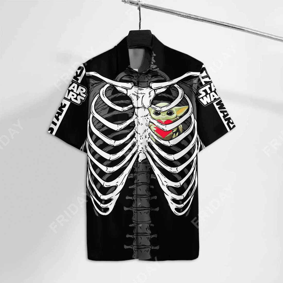 Sw Trendy Hawaiian Shirt Baby Yda Hug Heart Skeleton Hawaii Tshirt 2022