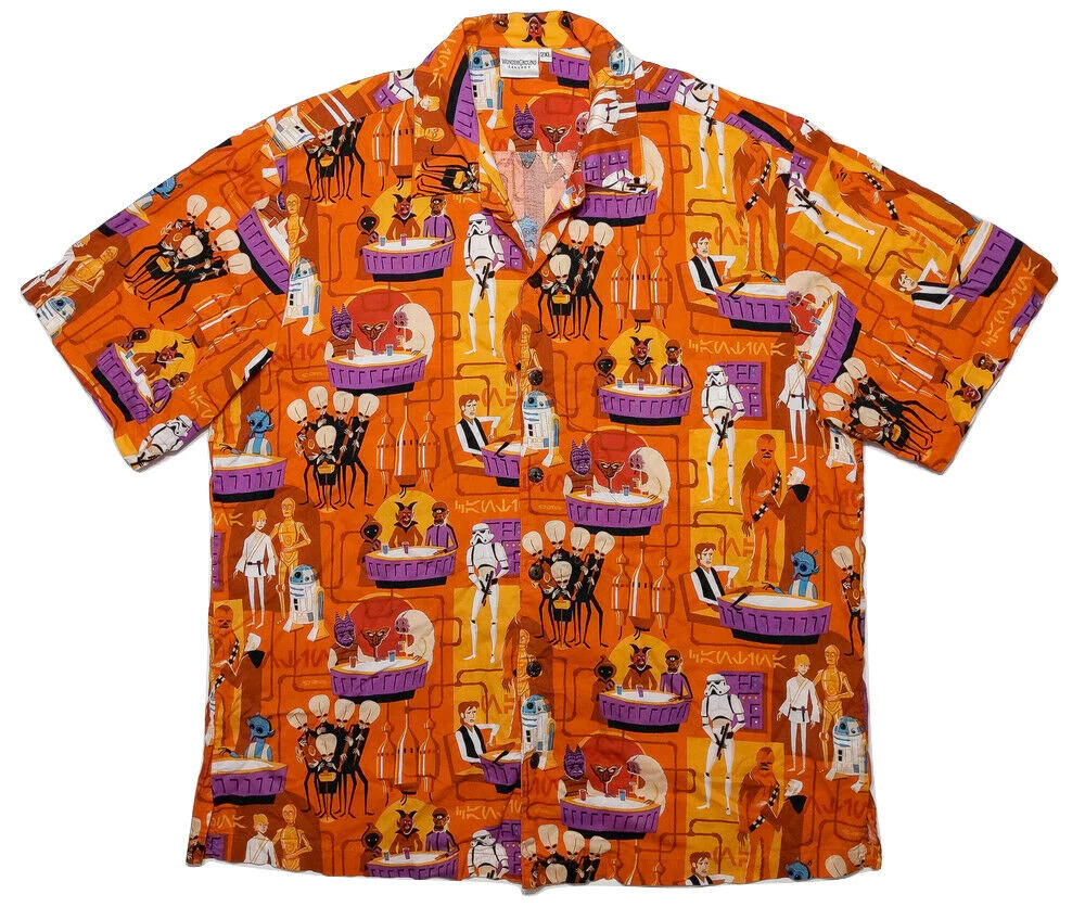 Sw Trendy Hawaiian Shirt Sw Characters Animation Pattern Orange Hawaii Aloha Shirt 2022