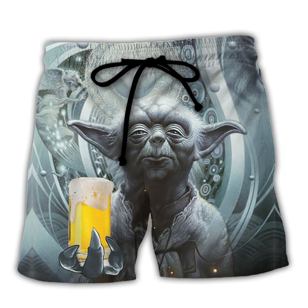 Sw Yoda Drink Beer Must There Is No Try Trendy Aloha Hawaiian Beach Shorts