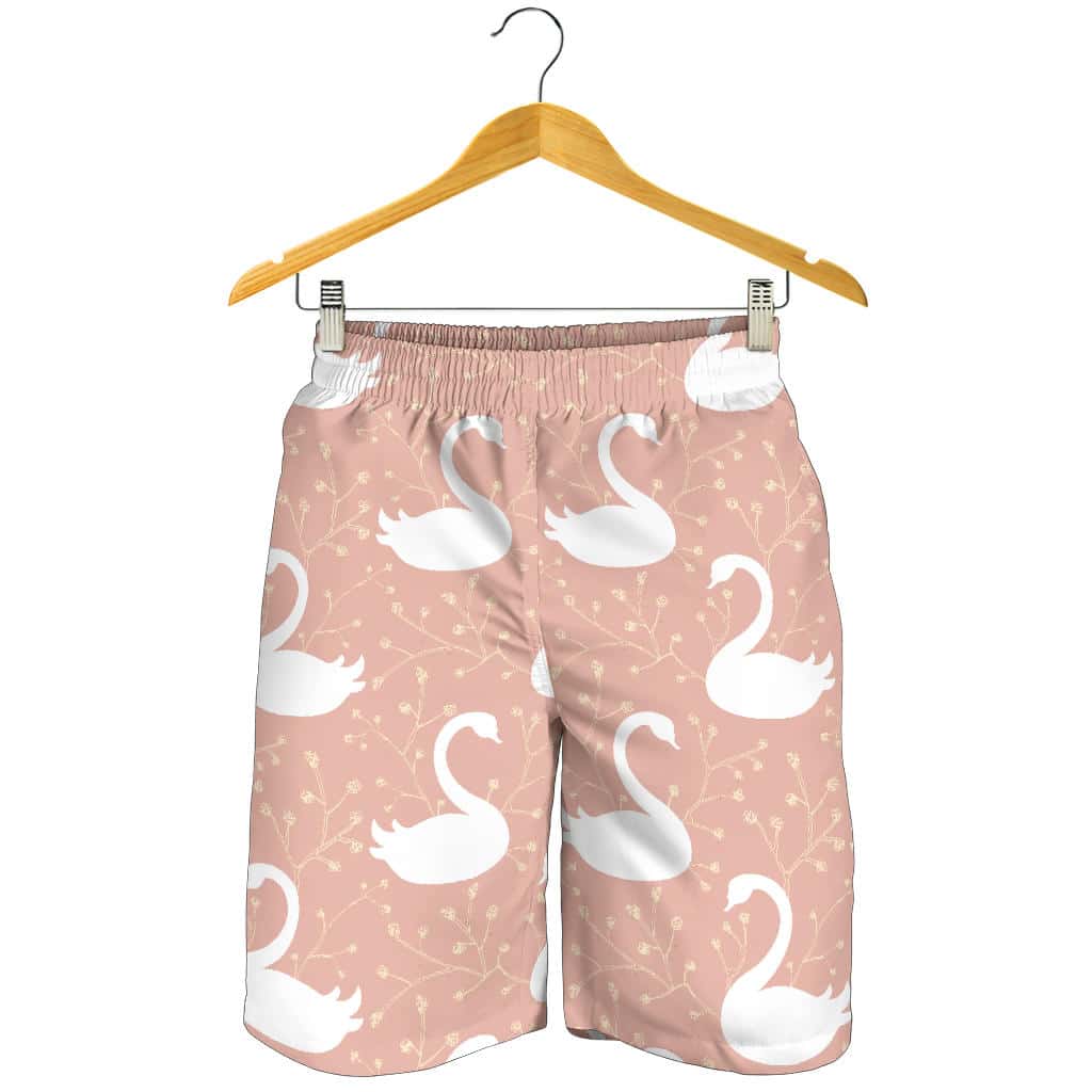 Swan Flower Light Pink Background For Men Women Kid Shorts