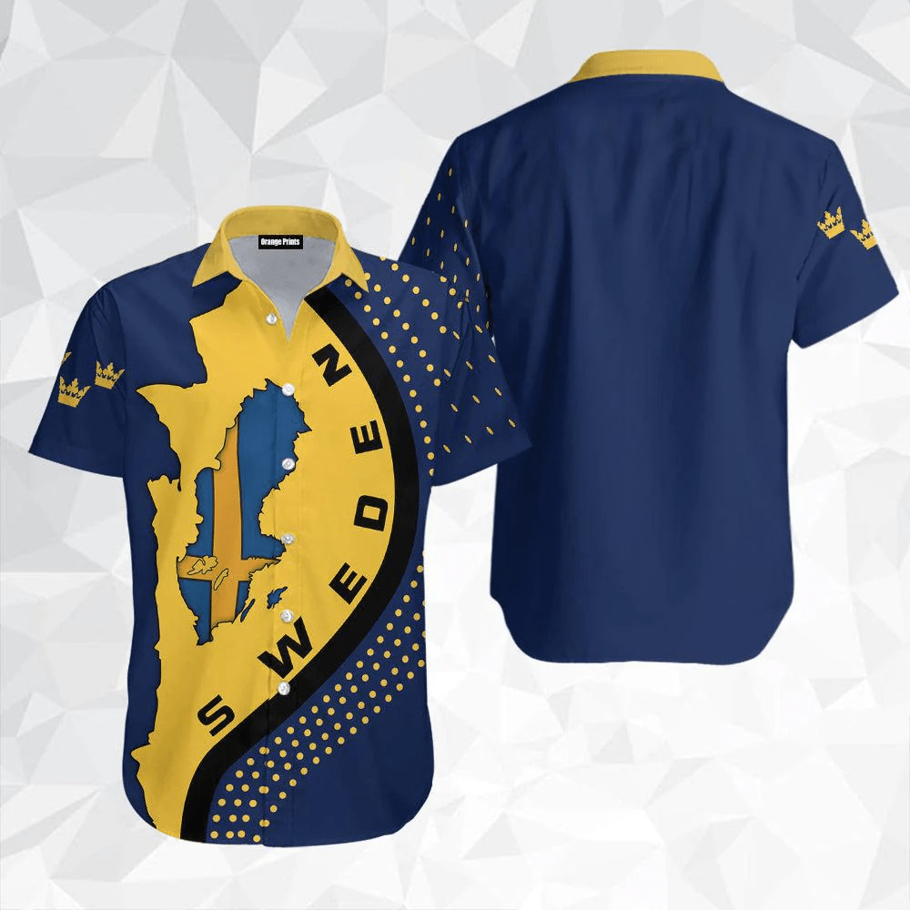 Sweden Map Yellow Blue Unique Hawaiian Shirt