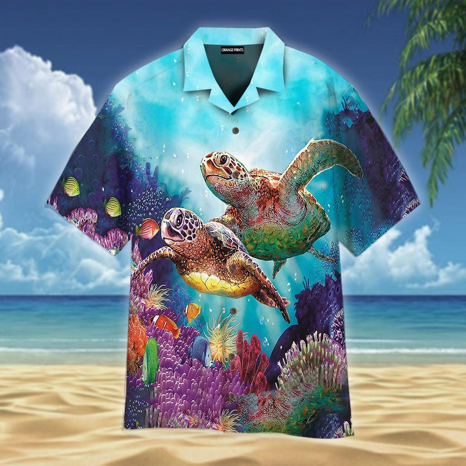 Swim the Tropical Seas with Our Delightful Turtle Hawaiian Shirt