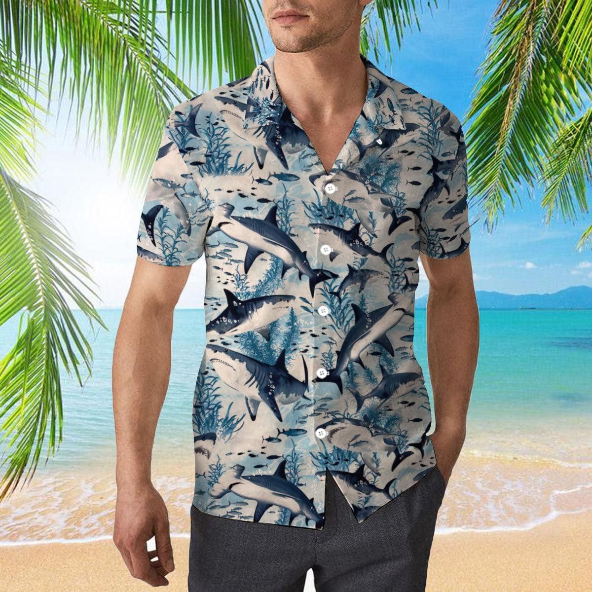 Swimming Shark Trendy Hawaiian Shirt