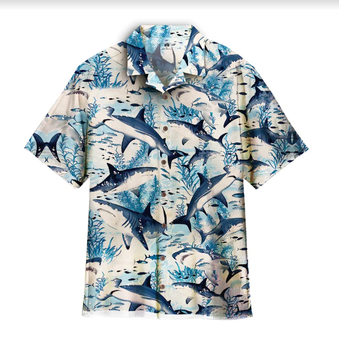 Swimming Shark Trendy Hawaiian Shirt