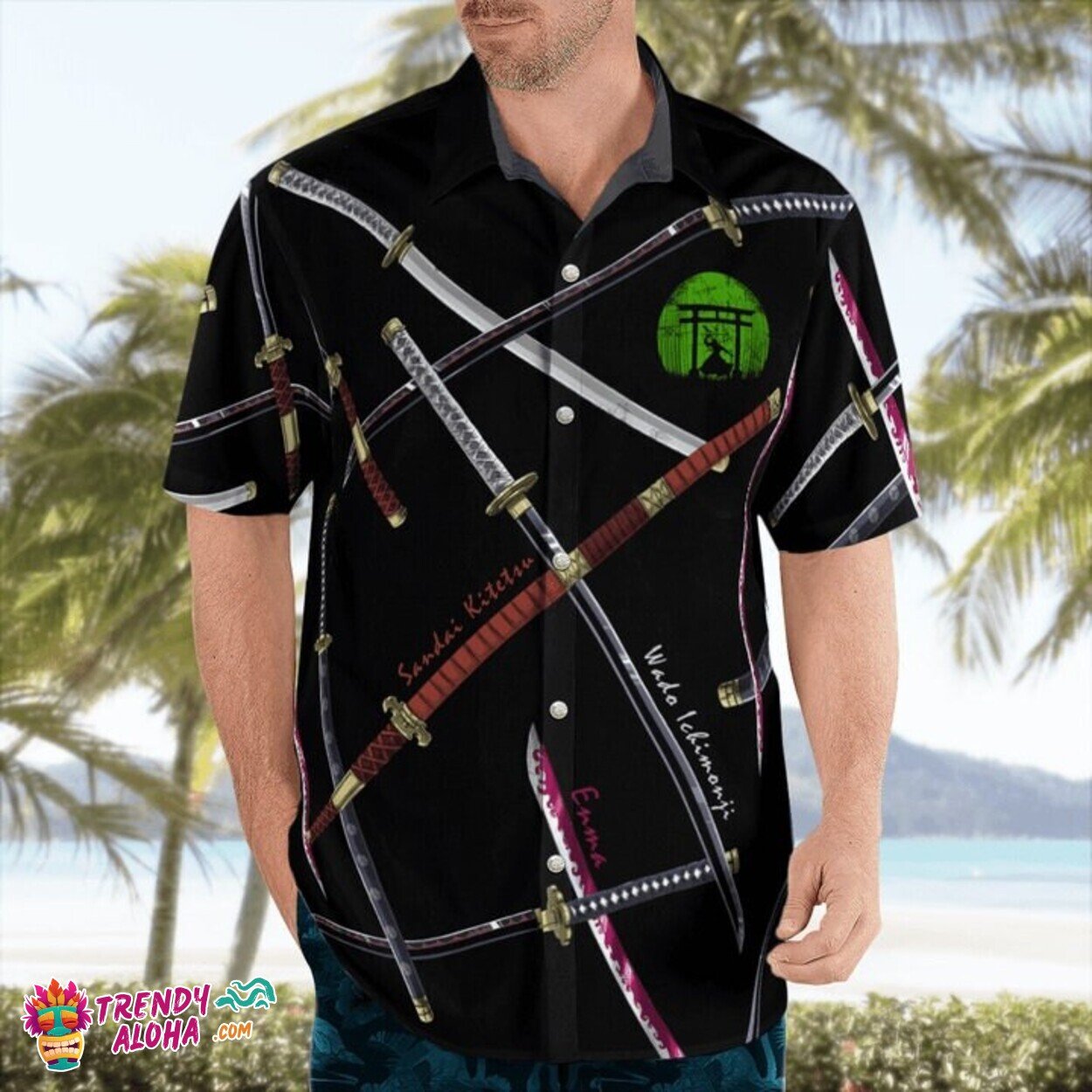 Swordsman Anime Roro.noa Themed Hawaiian Shirt Vintage Unisex