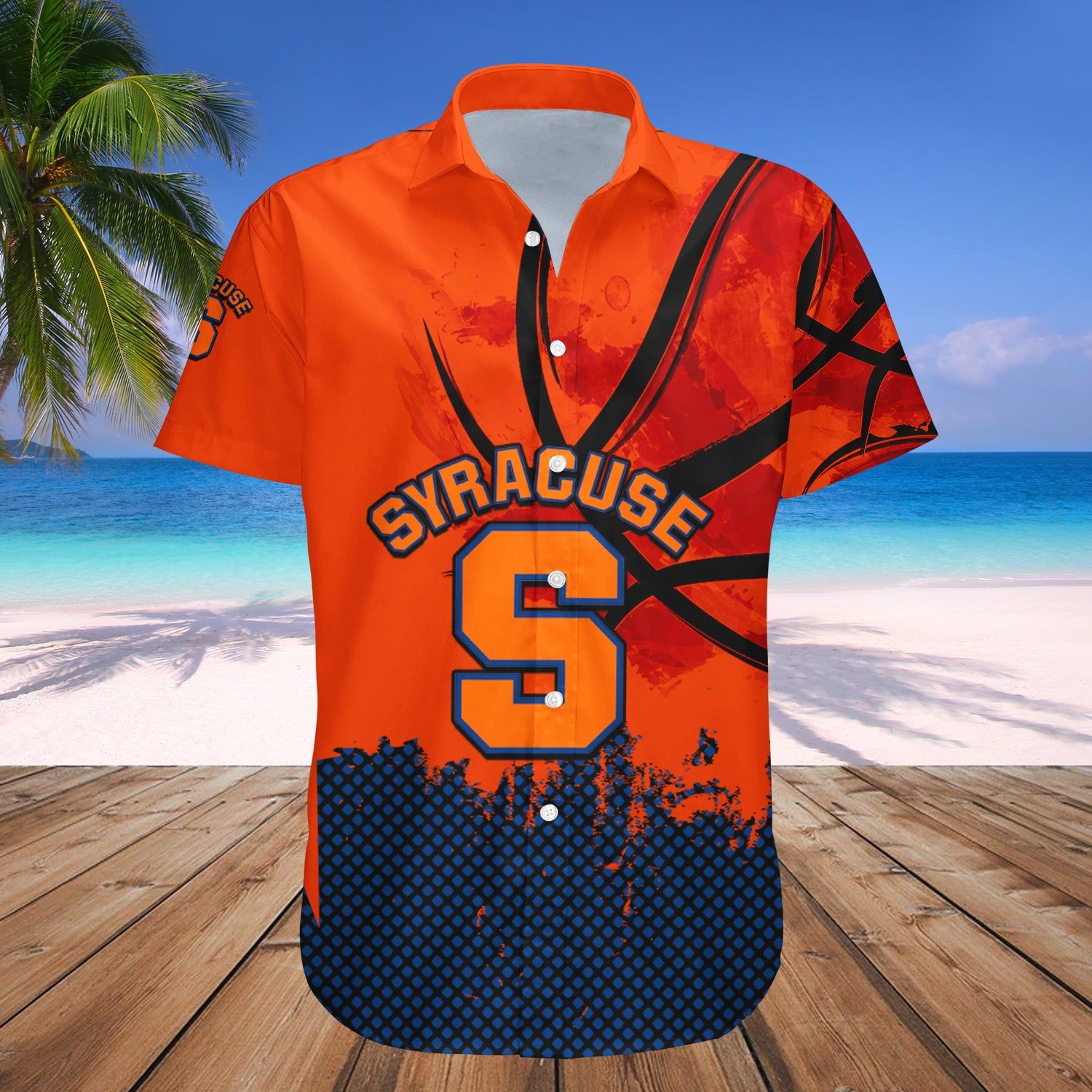 Syracuse Orange Hawaii Shirt Basketball Net Grunge Pattern – NCAA