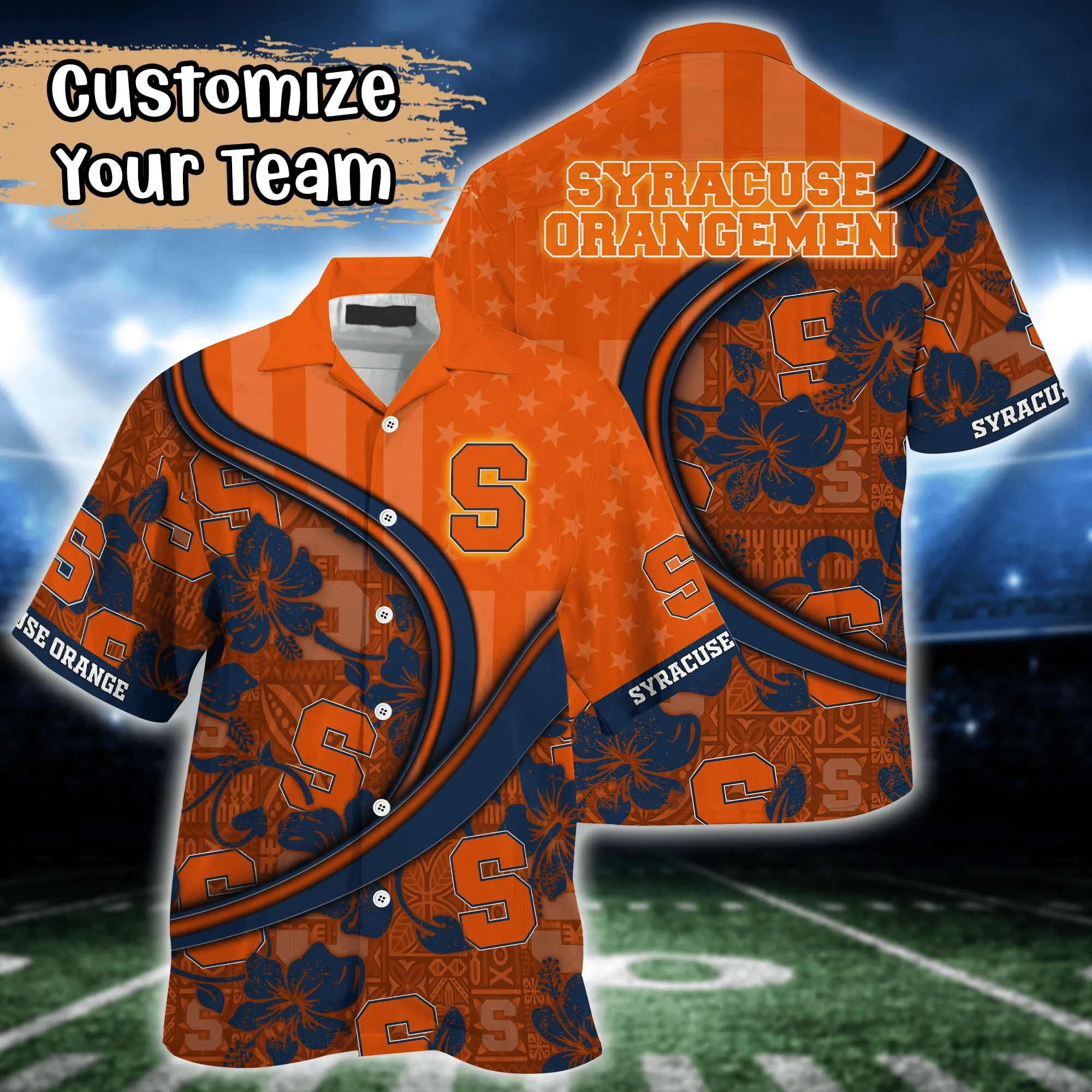 Syracuse Orange NCAA Us Flag Hawaiian Shirt Custom Summer Aloha Shirt Syracuse Orange NCAA Us Flag Hawaiian Shirt Custom Summer Aloha Shirt