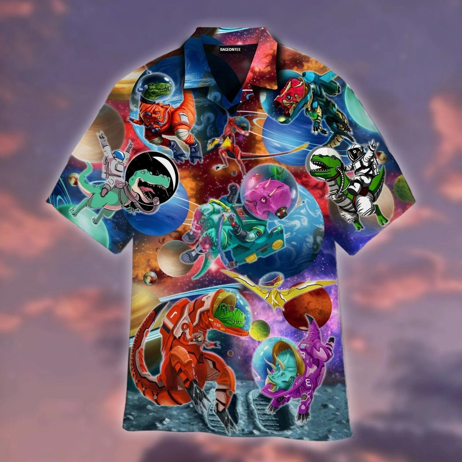 T Rex Dinosaur First Time In Space Hawaiian Shirt For