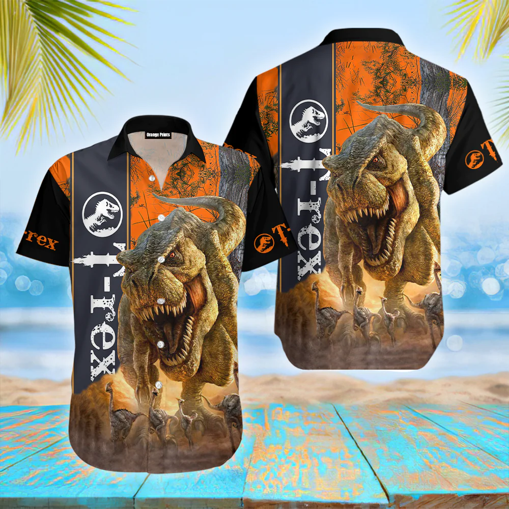 T-Rex Hunting Trendy Hawaiian Shirt For