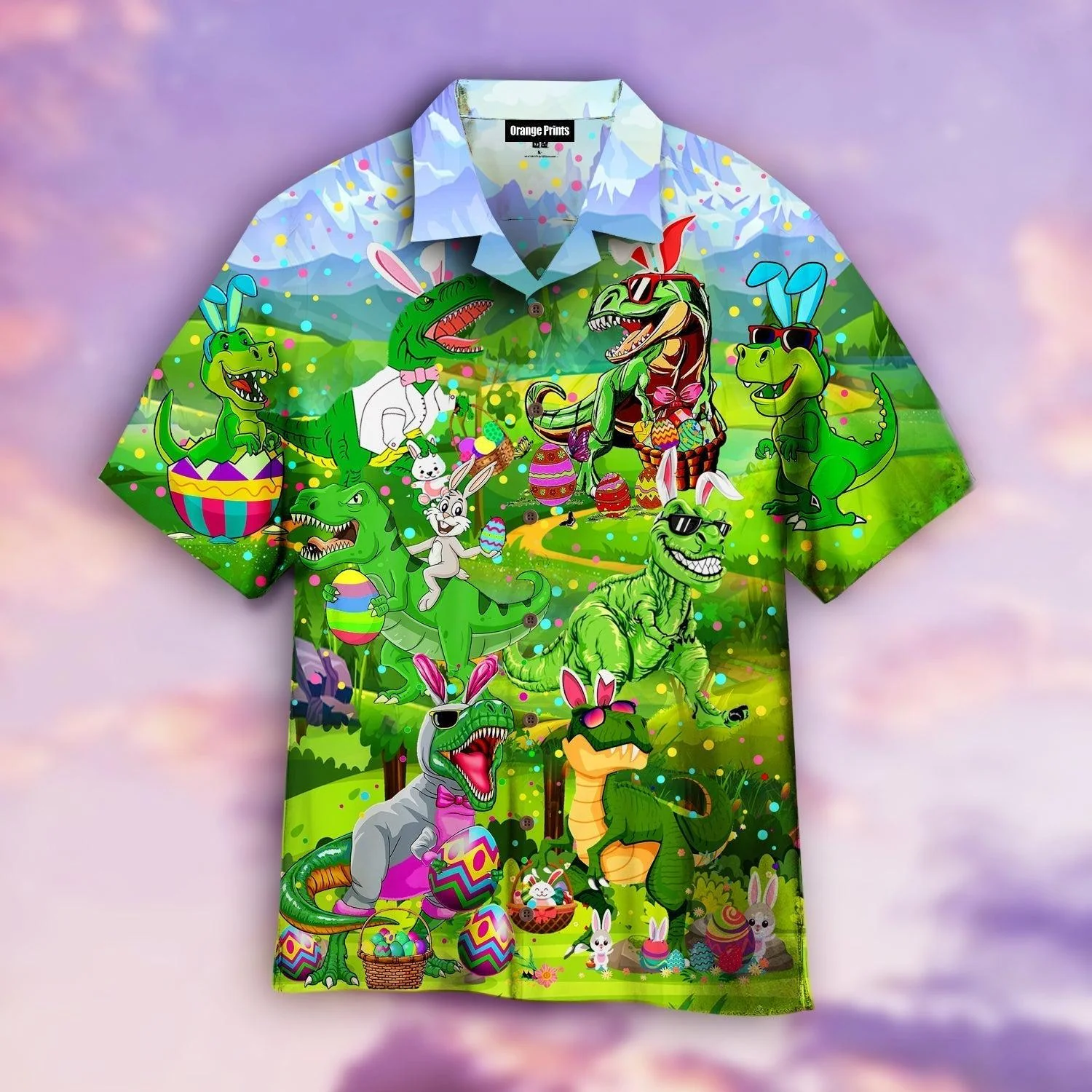T Rex With Bunny Eggs Happy Easter Day Trendy Hawaiian Shirt For