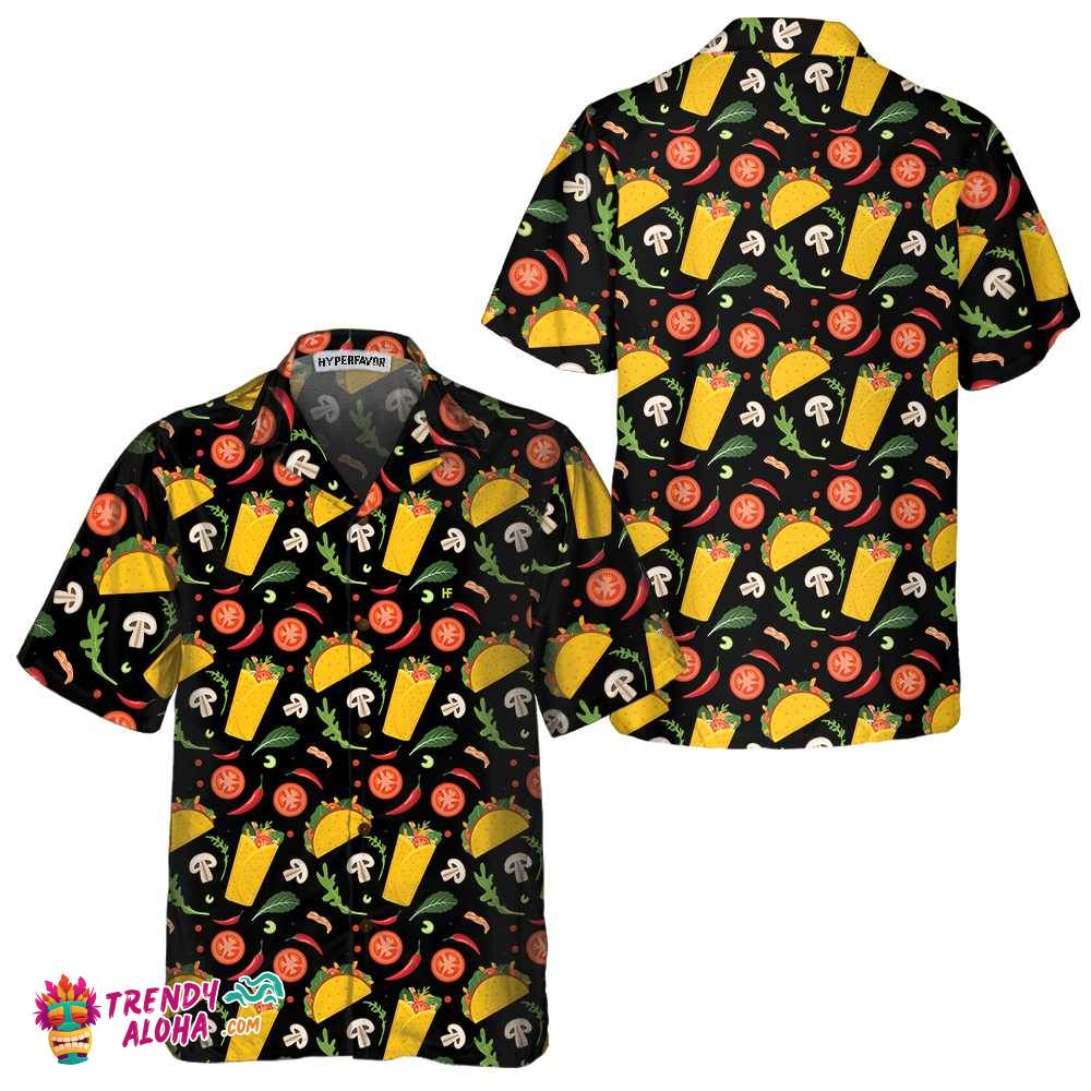 Taco And Burrito Pattern Hawaiian Shirt, Funny Taco Shirt For Men & Women, Gift For Taco Lovers