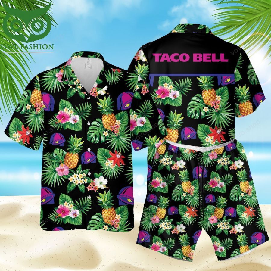 Taco Bell Black Tropical Hawaiian Shirts And Summer Shorts