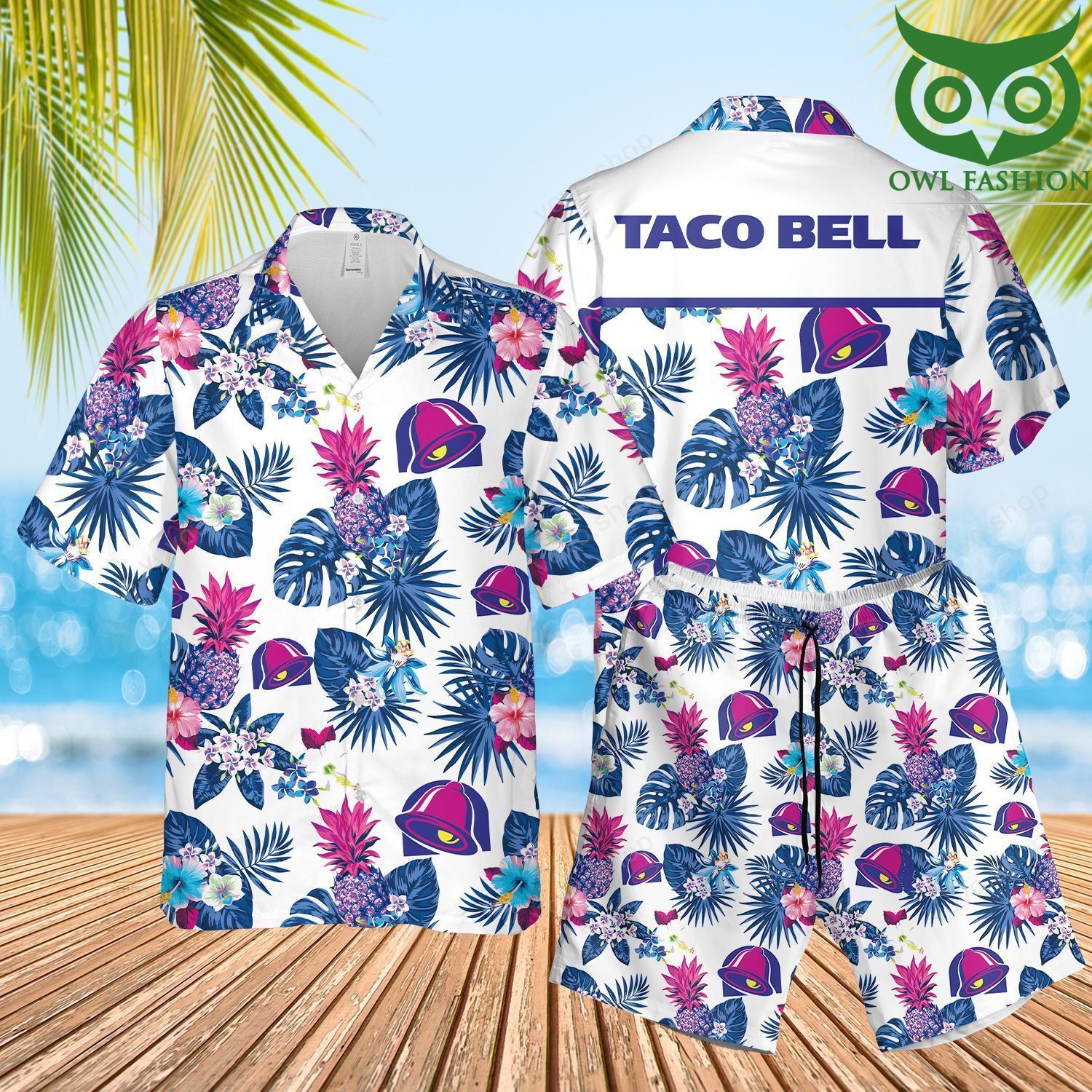 Taco Bell Floral Hawaiian Shirts And Summer Shorts