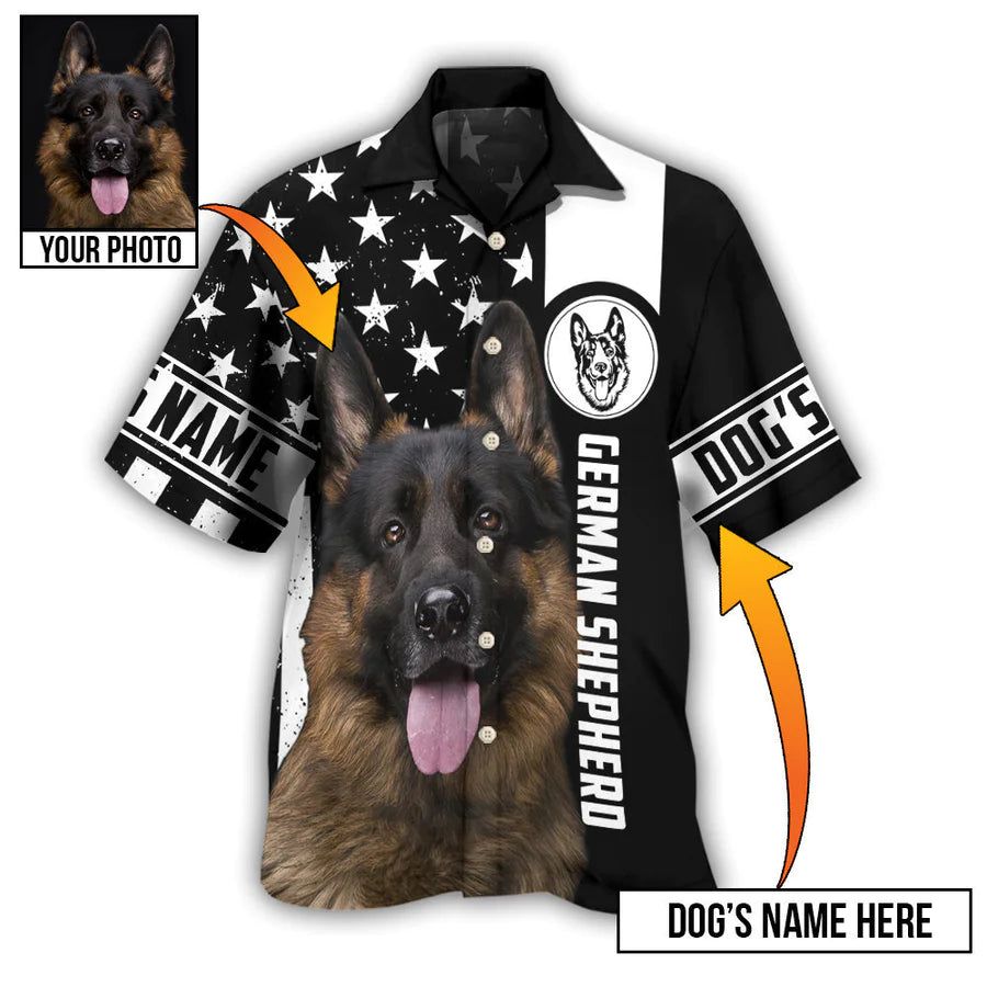 Tail-wagging Paradise: Personalized German Shepherd Hawaiian Shirt Tail-wagging Paradise: Personalized German Shepherd Hawaiian Shirt