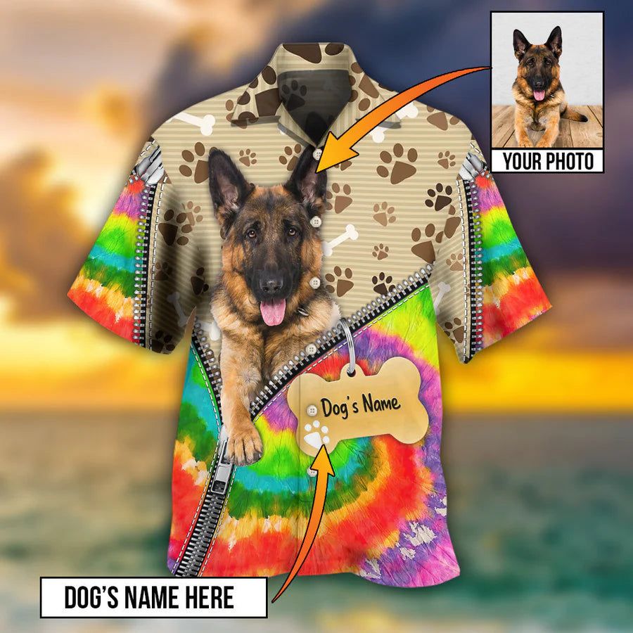 Tailored Tendencies: Personalized German Shepherd Hawaiian Shirt