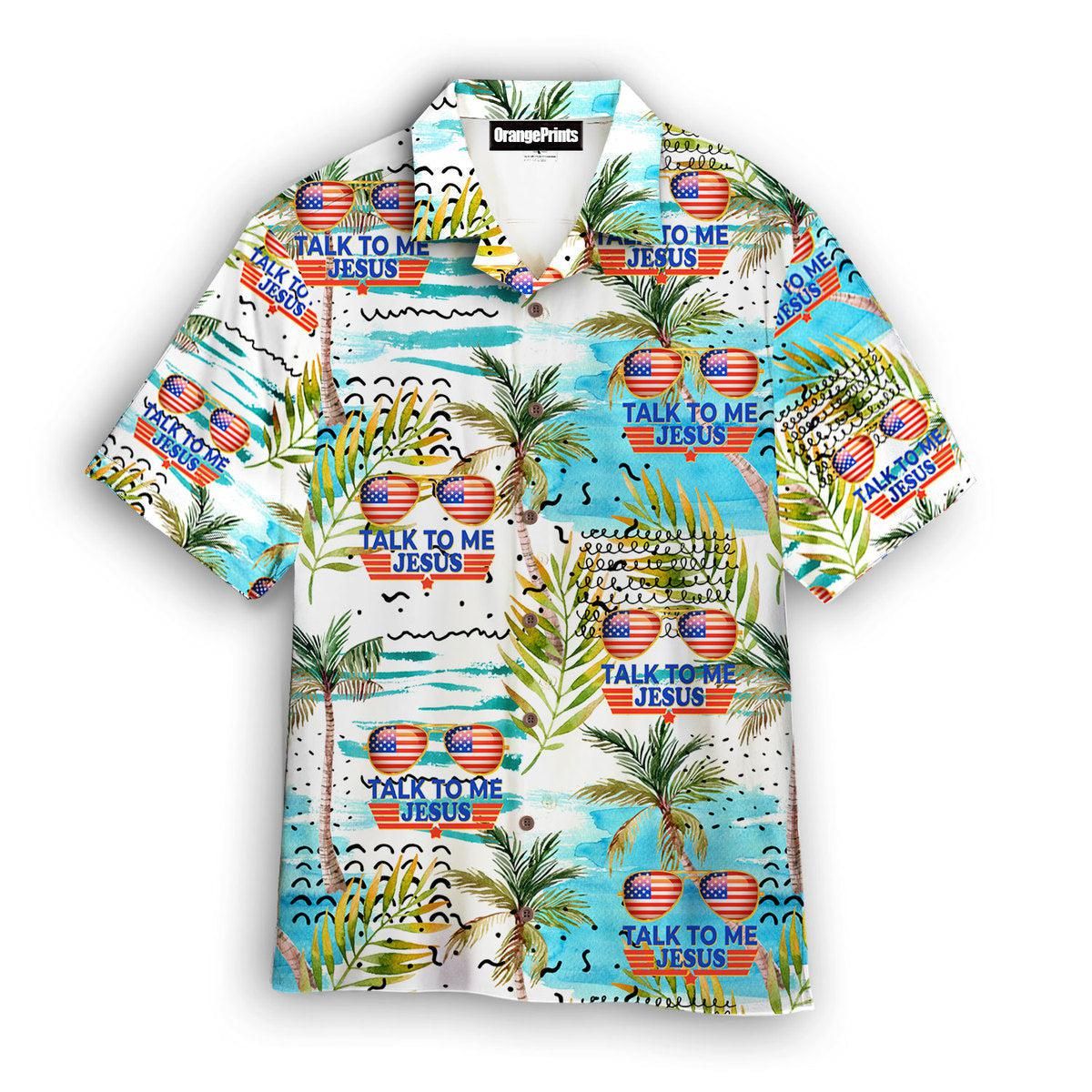Talk To Me Jesus Glasses American Hawaiian Shirt | For Men & Women | Talk To Me Jesus Glasses American Hawaiian Shirt | For Men & Women |