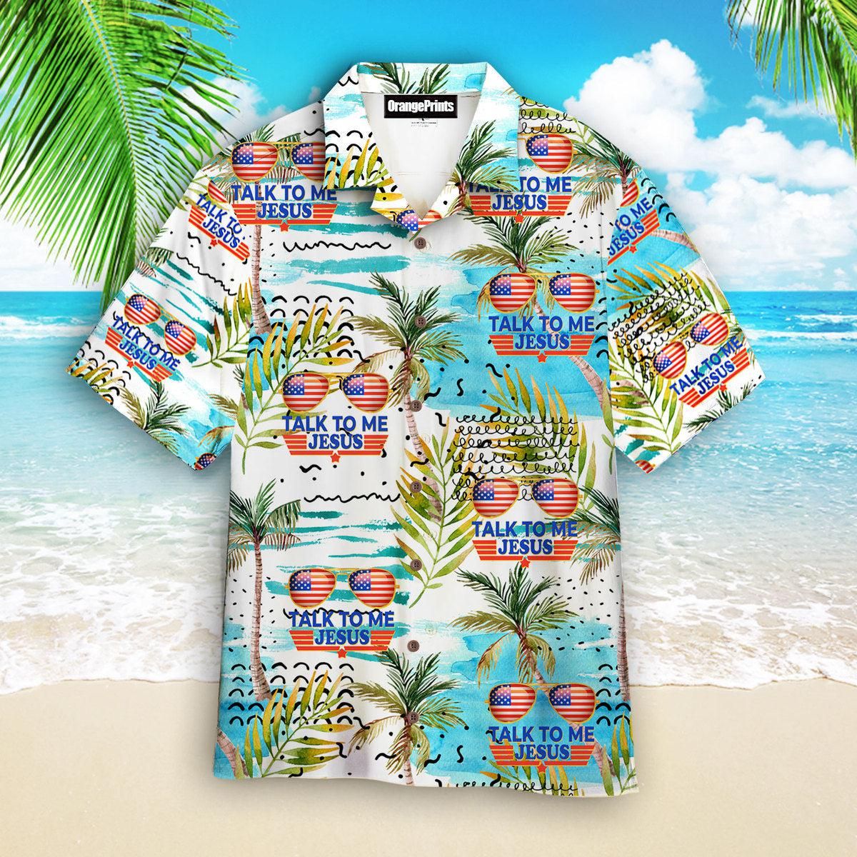 Talk To Me Jesus Glasses American Hawaiian Shirt | For Men & Women |