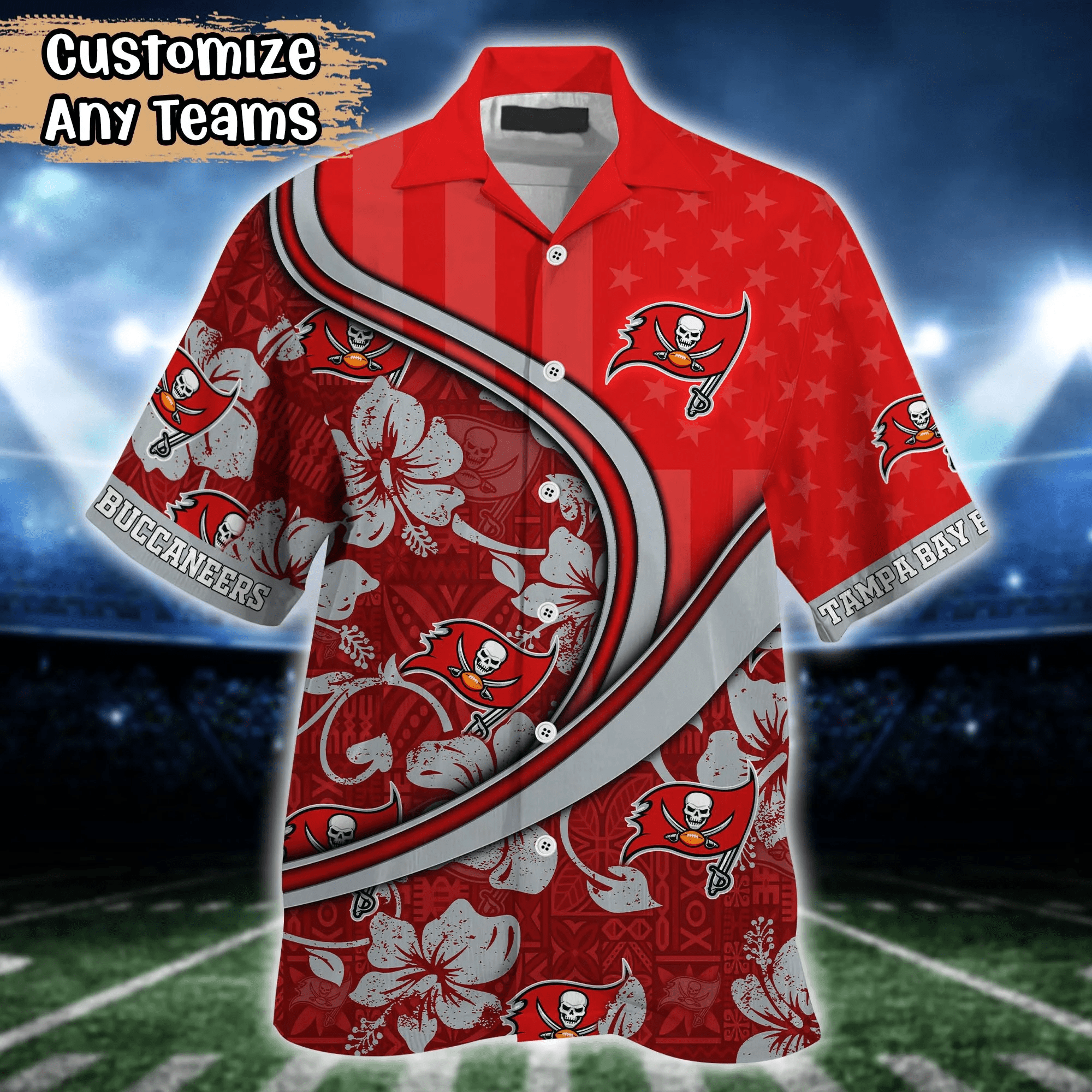 Tampa Bay Buccaneers NFL Us Flag Hawaiian Shirt Custom Summer Aloha Shirt