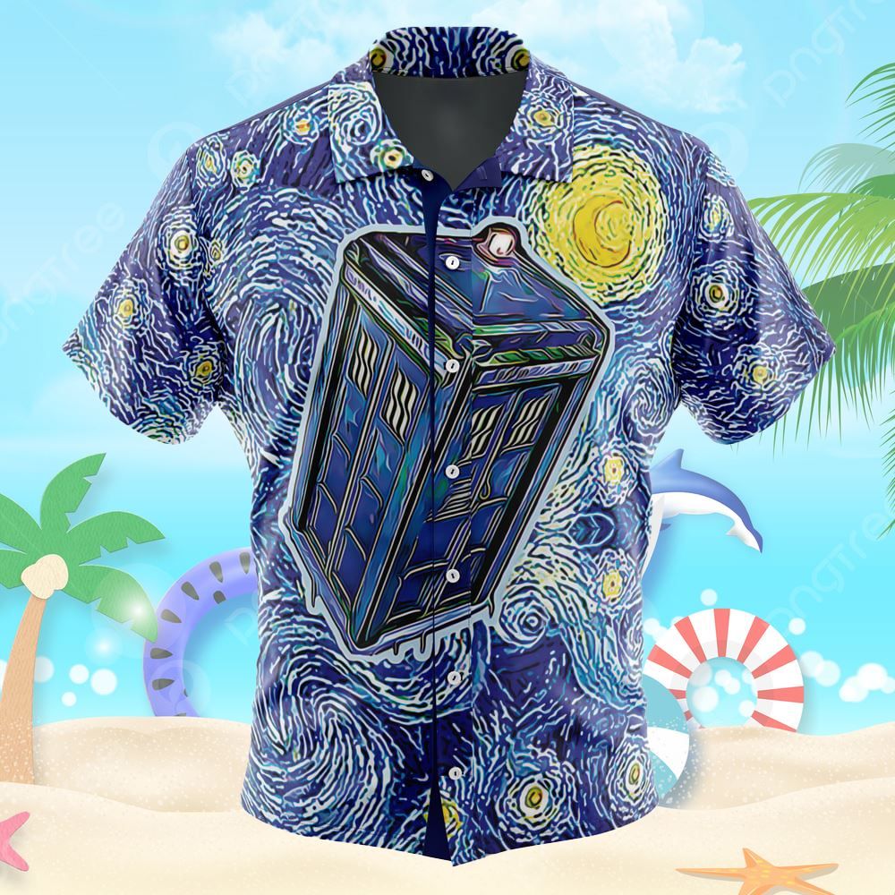 Tardis Starry Night Doctor Who Button Up Hawaiian Shirt Tardis Starry Night Doctor Who Button Up Hawaiian Shirt