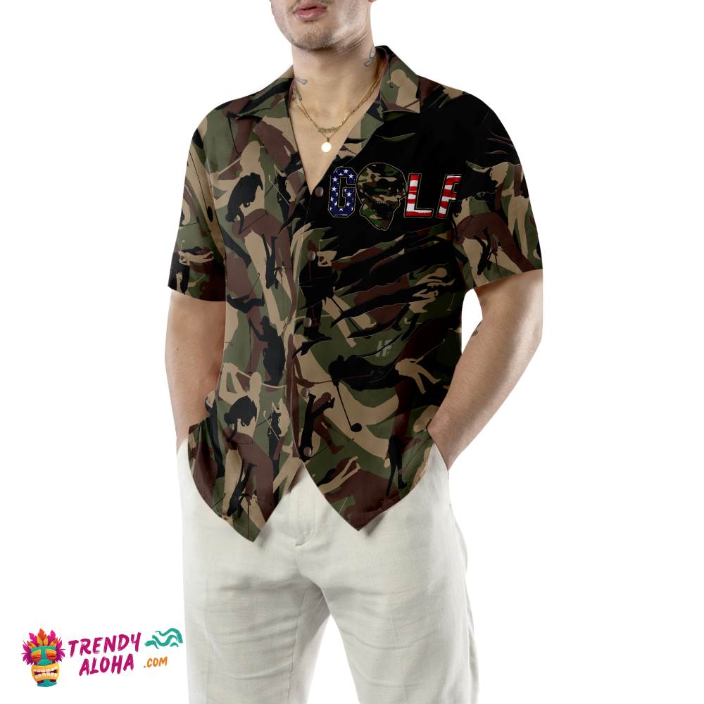 Tattered Camouflage Golf Hawaiian Shirt Tattered Camouflage Golf Hawaiian Shirt