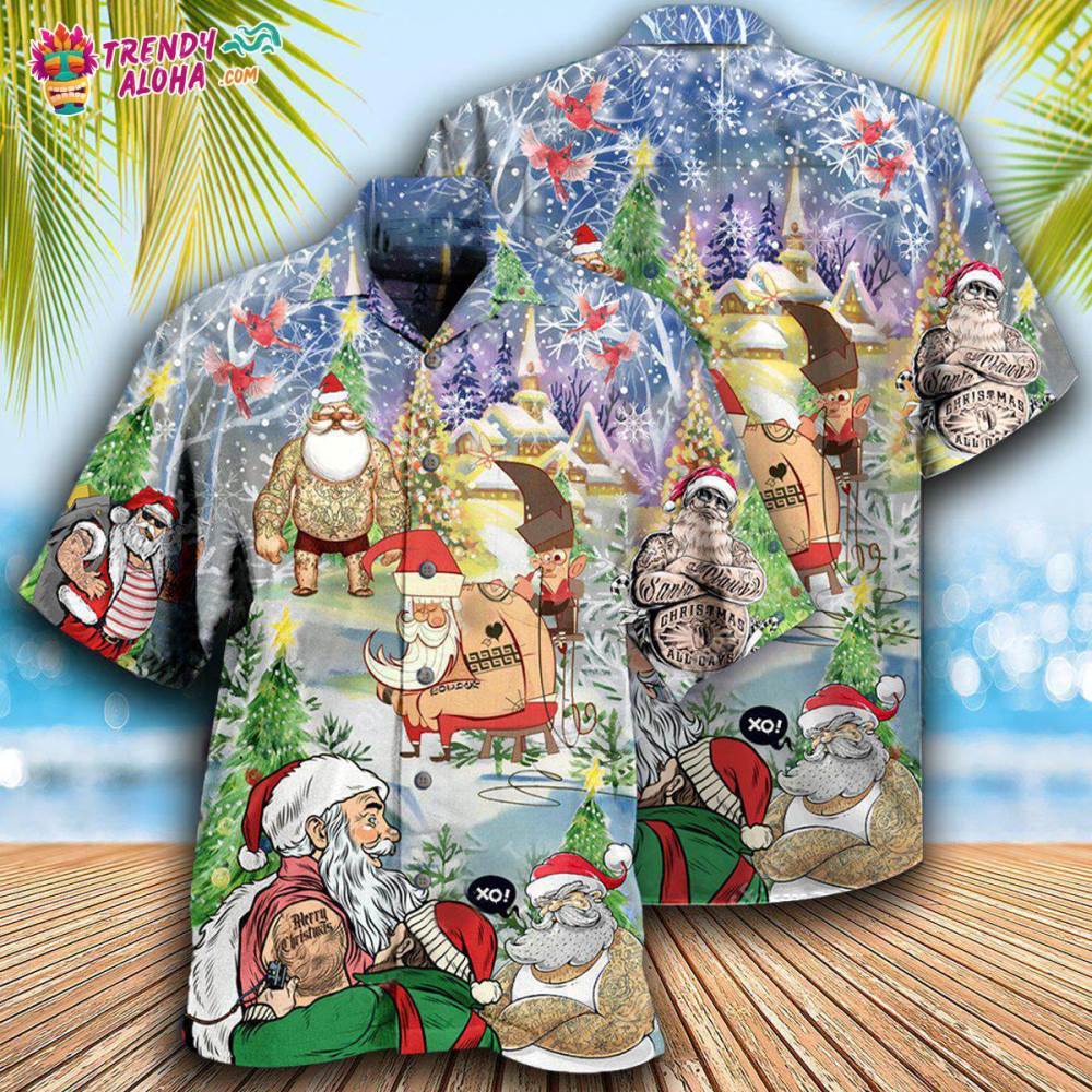 Tattoo Cool Santa Claus Christmas Hawaiian Shirt – Trendy Aloha