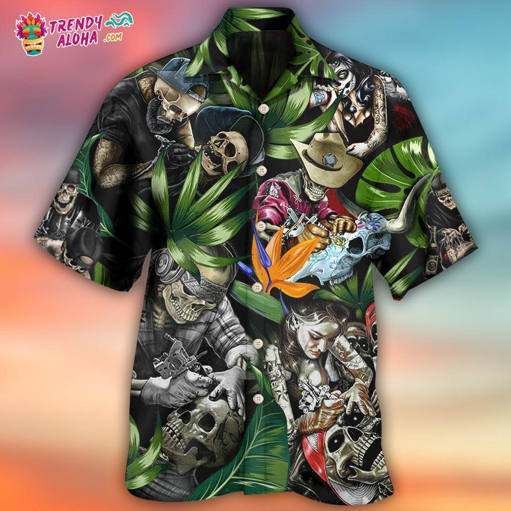 Tattoo Skull Style With Girl Hawaiian Shirt – Trendy Aloha
