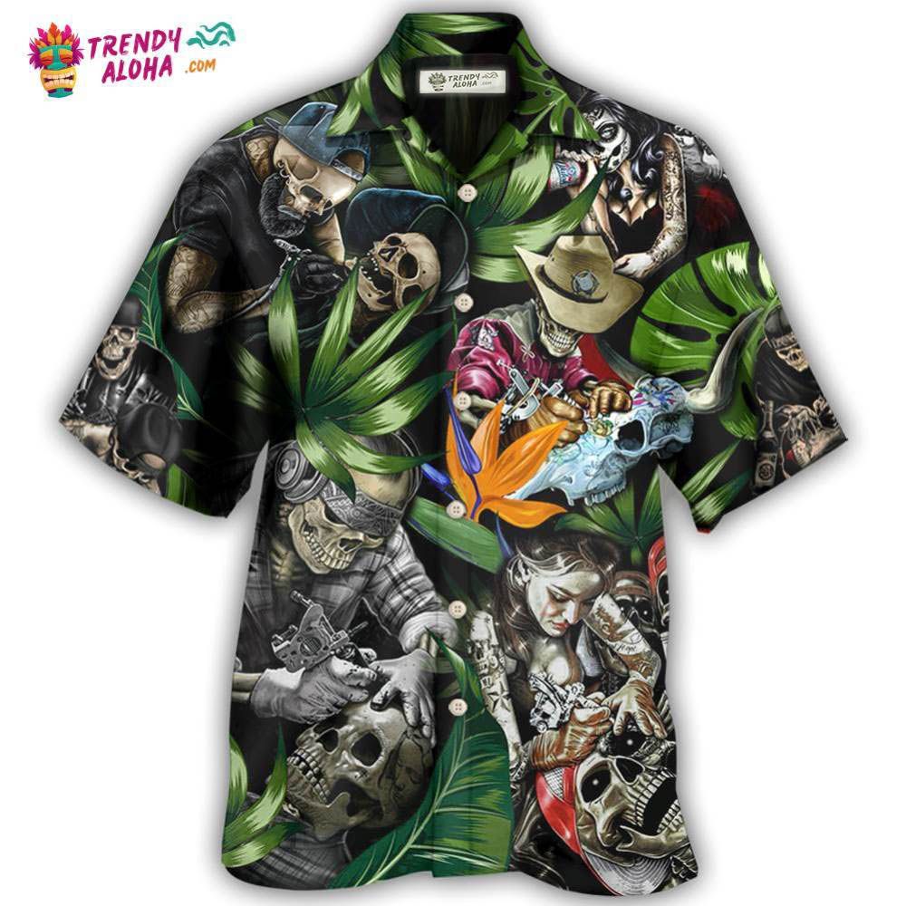 Tattoo Skull Style With Girl Hawaiian Shirt – Trendy Aloha