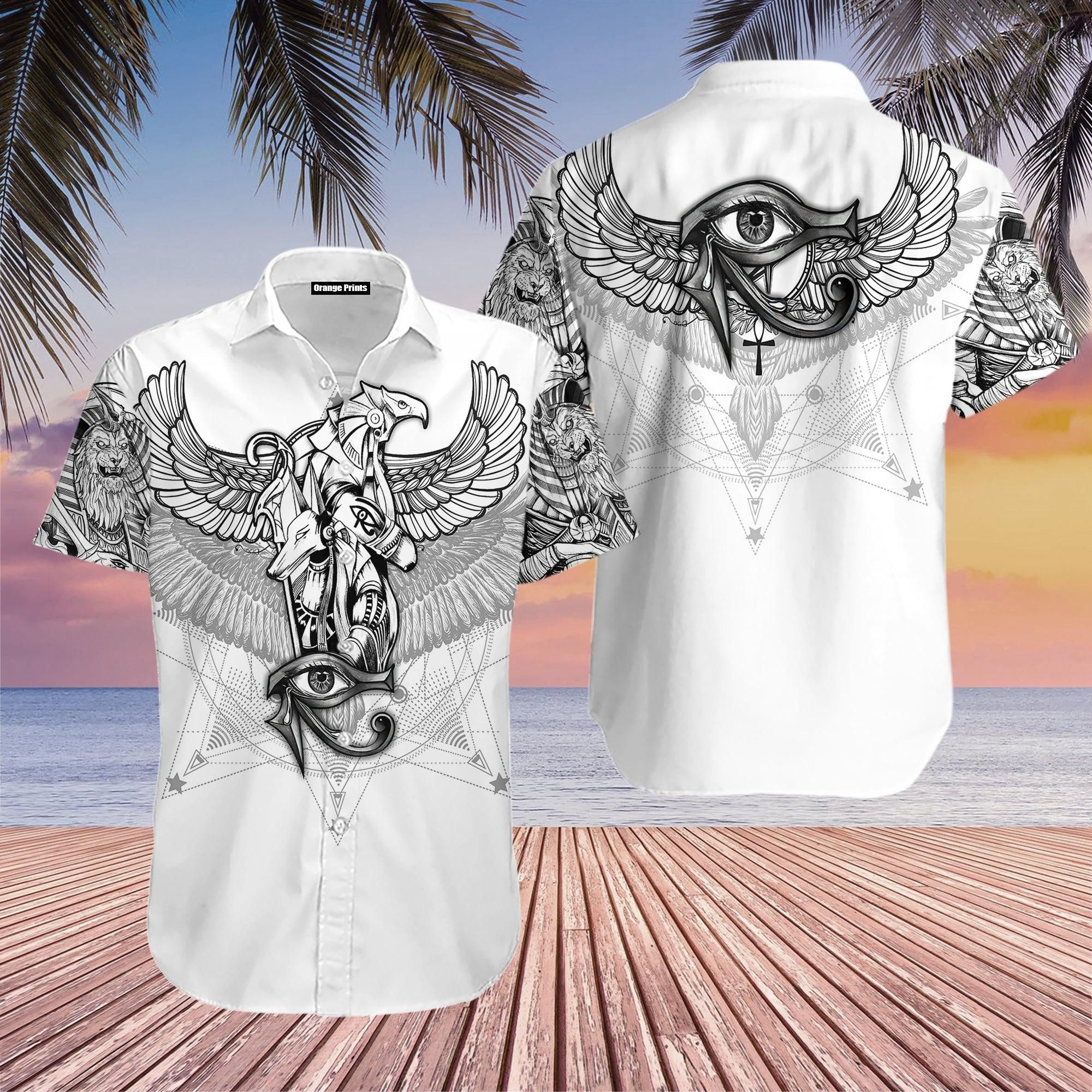 Tattoo Style Depiction of Egyptian Deities Hawaiian Shirt