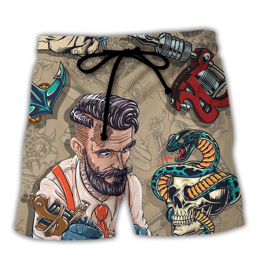 Tattooing Saved Me From Being A Pornstar Funny Tattooed Vintage Style Trendy Aloha Hawaiian Beach Shorts Tattooing Saved Me From Being A Pornstar Funny Tattooed Vintage Style Trendy Aloha Hawaiian Beach Shorts