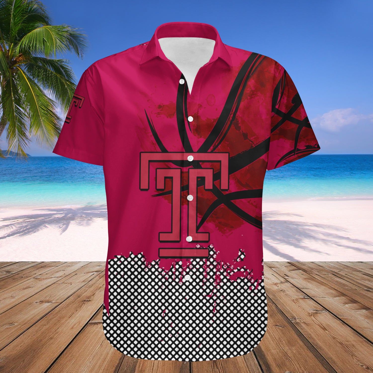 Temple Owls Hawaii Shirt Basketball Net Grunge Pattern – NCAA