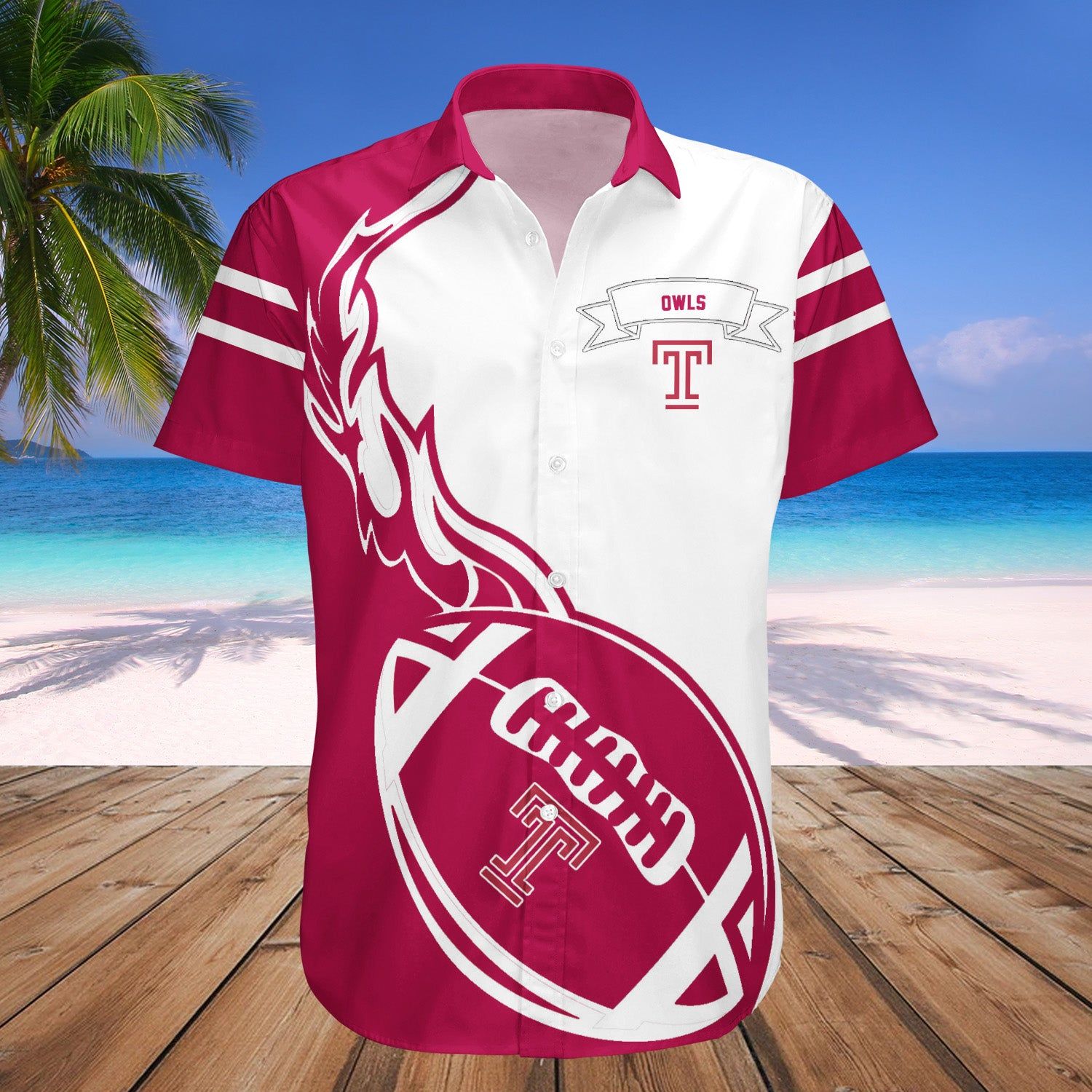 Temple Owls Hawaii Shirt Flame Ball – NCAA