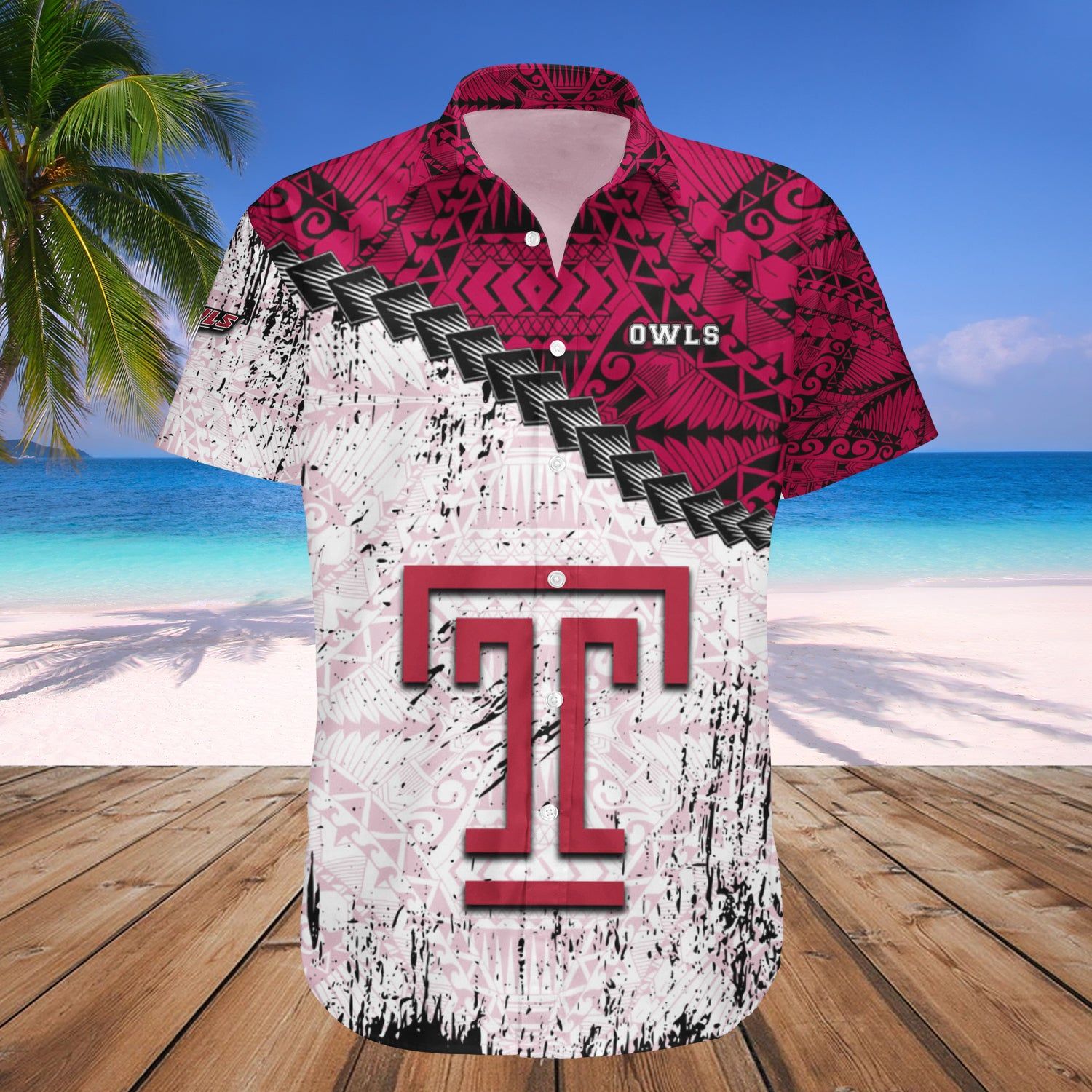 Temple Owls Hawaii Shirt Grunge Polynesian Tattoo – NCAA