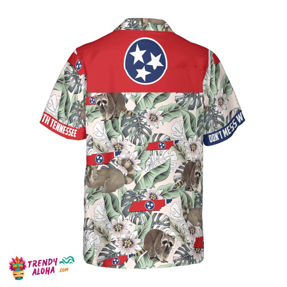 Tennessee Raccoon And Passion Flowers Hawaiian Shirt