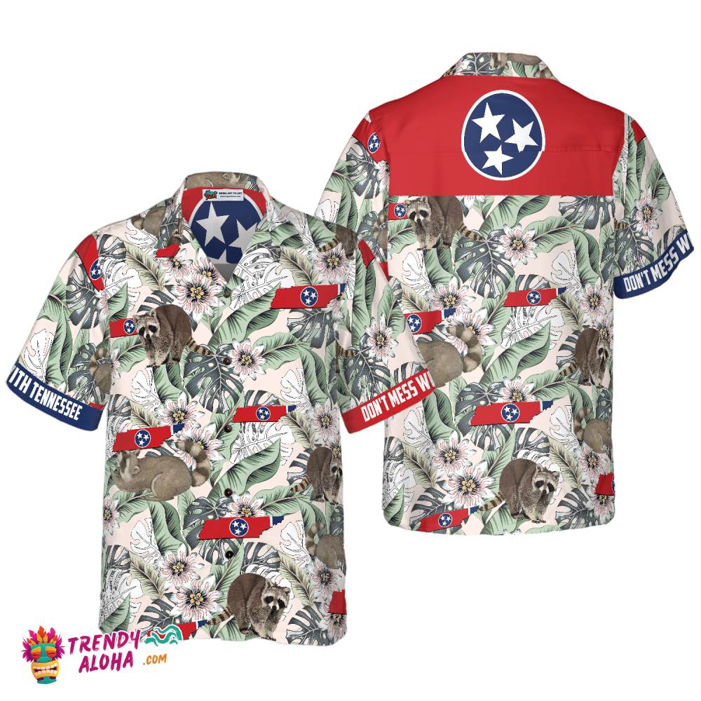 Tennessee Raccoon And Passion Flowers Hawaiian Shirt