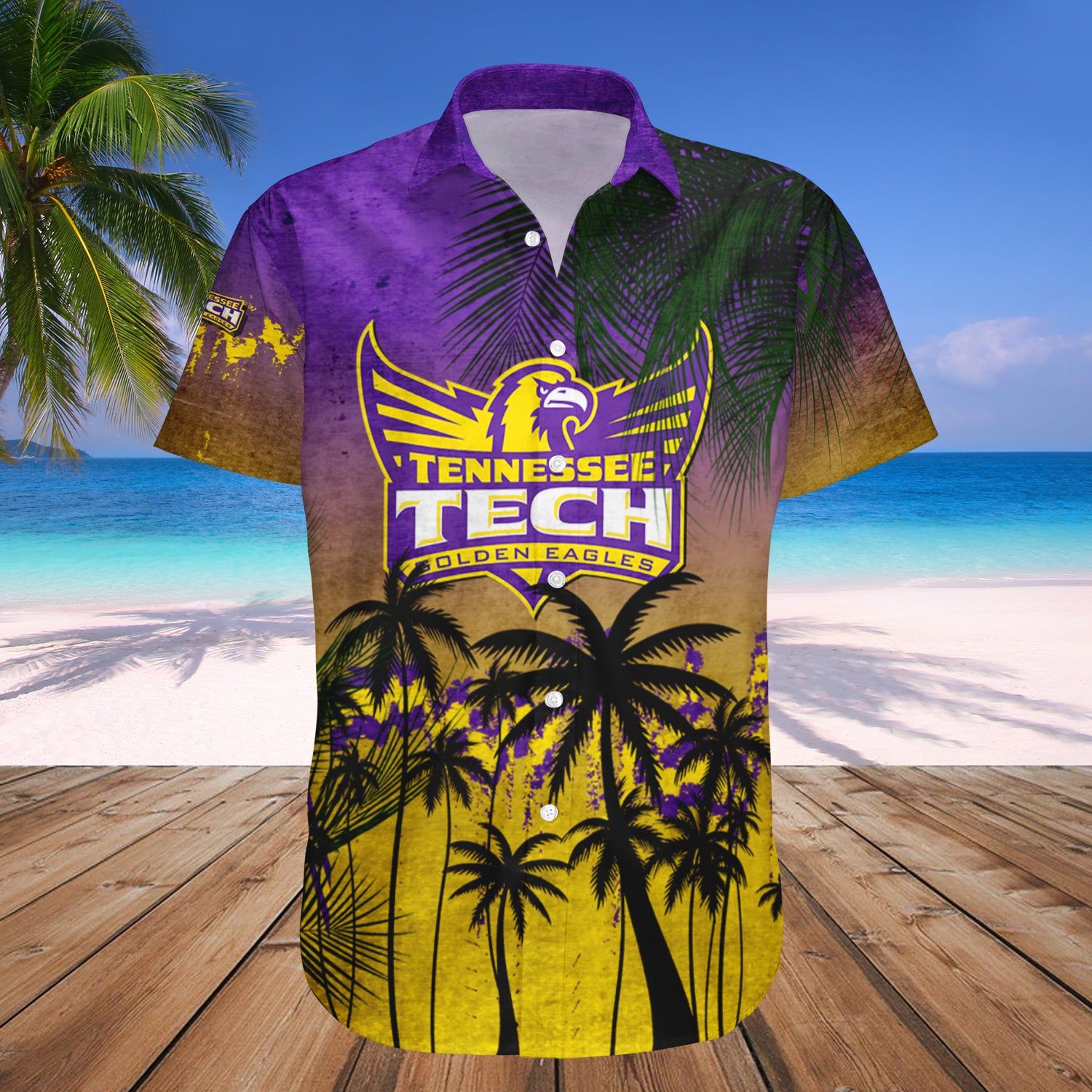 Tennessee Tech Golden Eagles Hawaii Shirt Coconut Tree Tropical Grunge – NCAA
