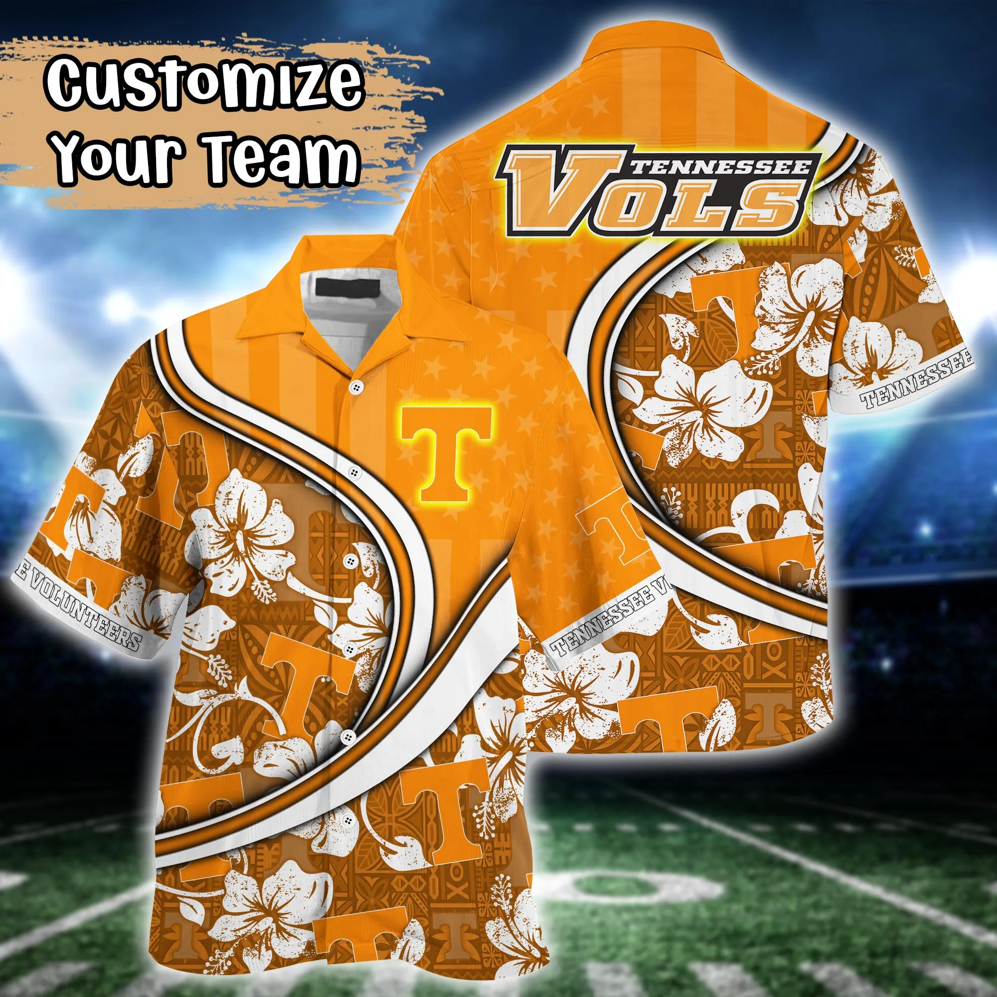 Tennessee Volunteers NCAA Us Flag Hawaiian Shirt Custom Summer Aloha Shirt