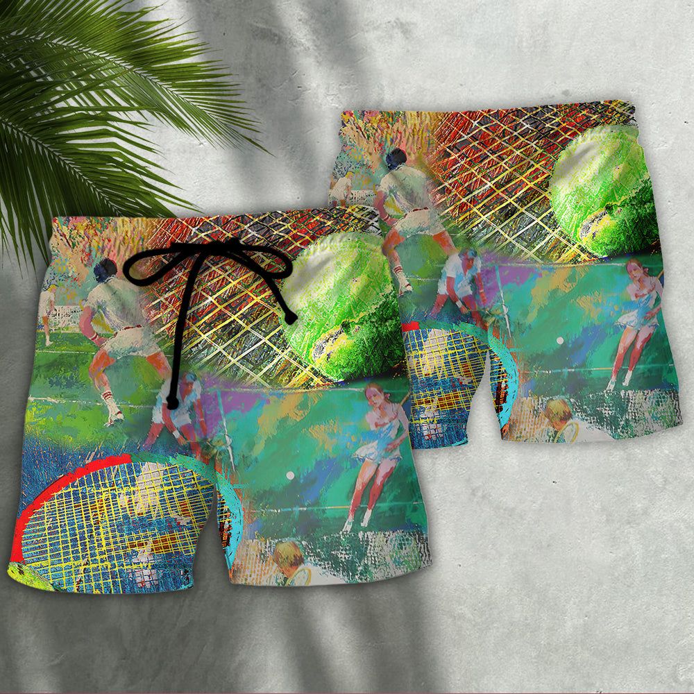 Tennis Colorful Art Style –  Hawaiian Beach Shorts